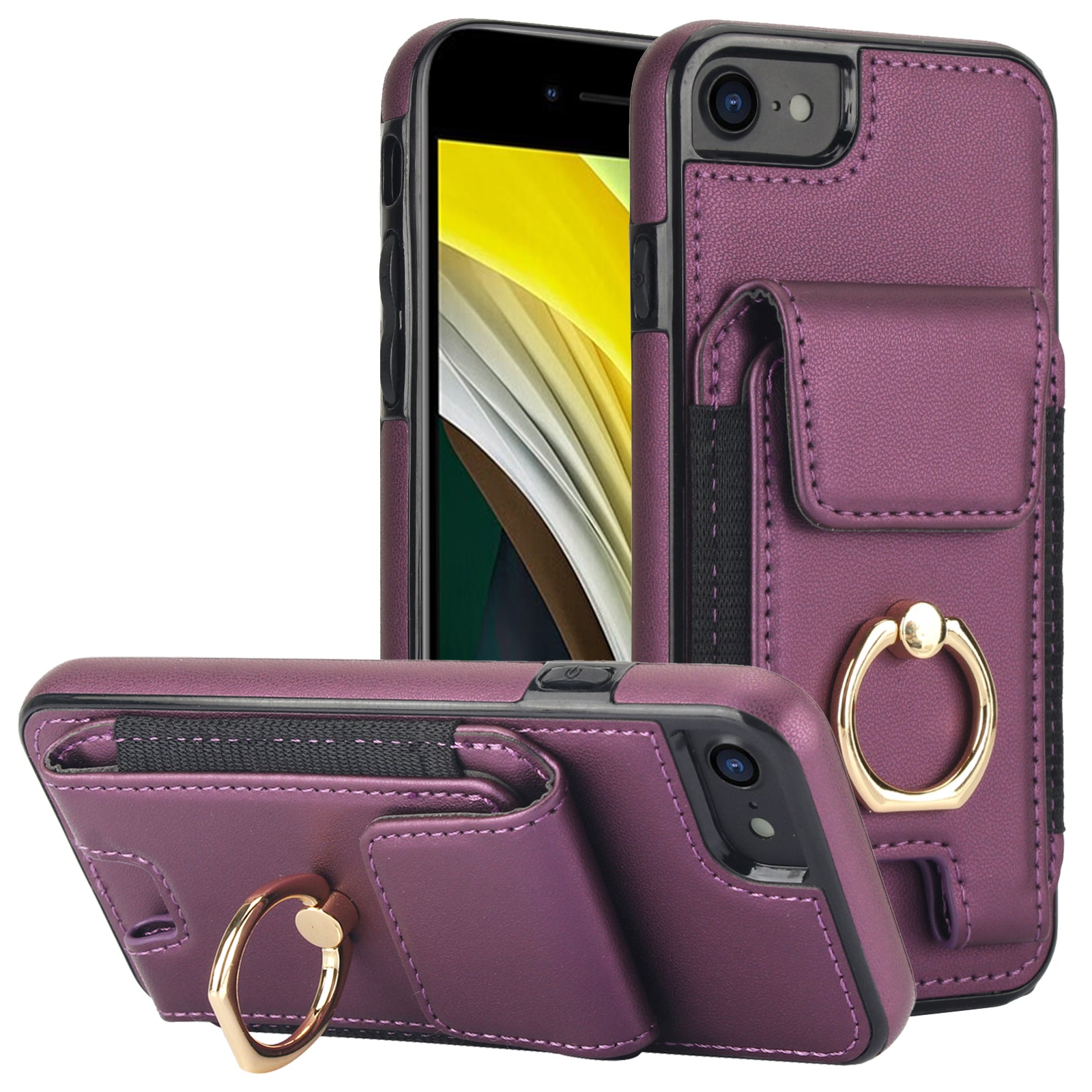 For iPhone 7 / 8 / SE (2020) / SE (2022) Kickstand Case Card Slots PU Leather+TPU Phone Cover