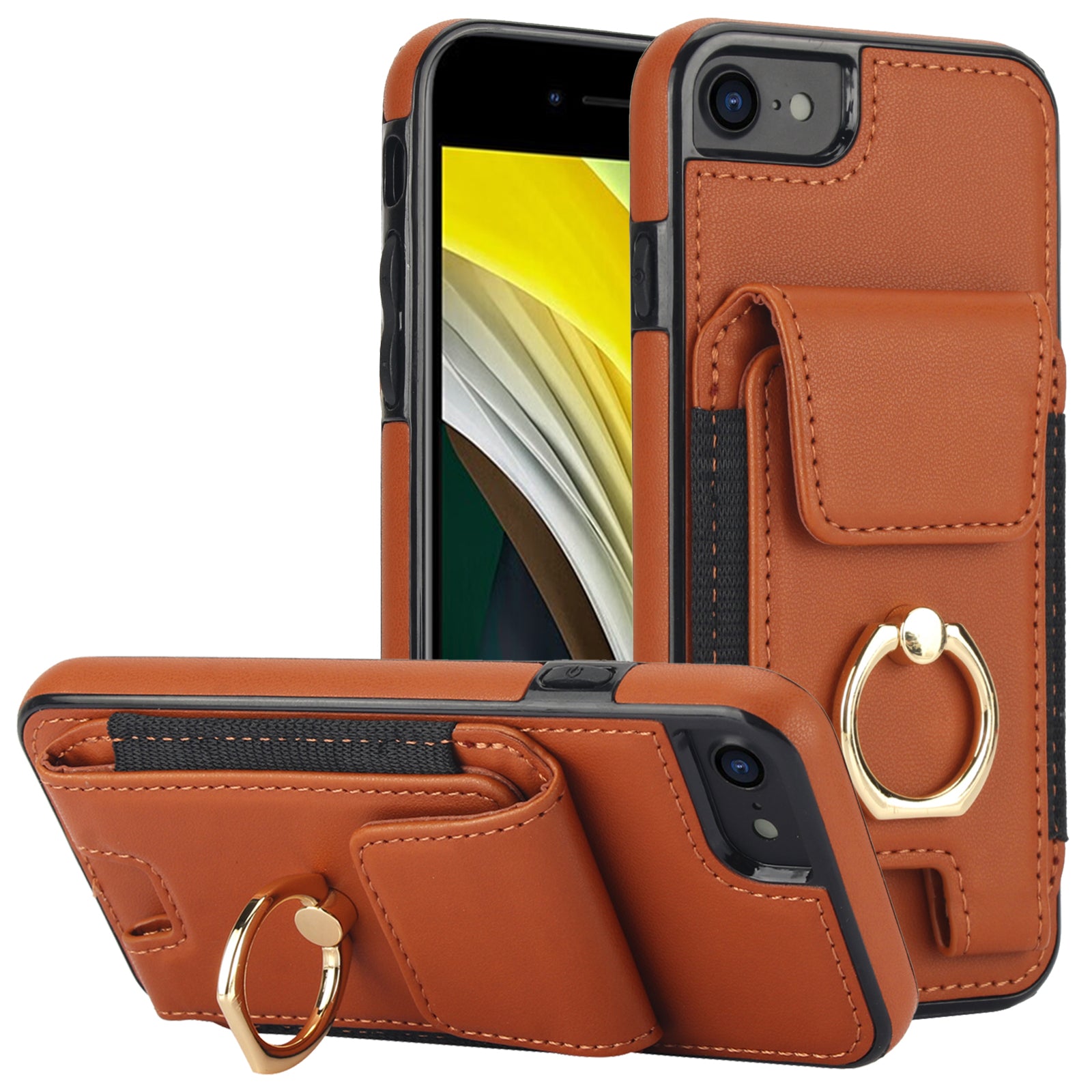 For iPhone 7 / 8 / SE (2020) / SE (2022) Kickstand Case Card Slots PU Leather+TPU Phone Cover