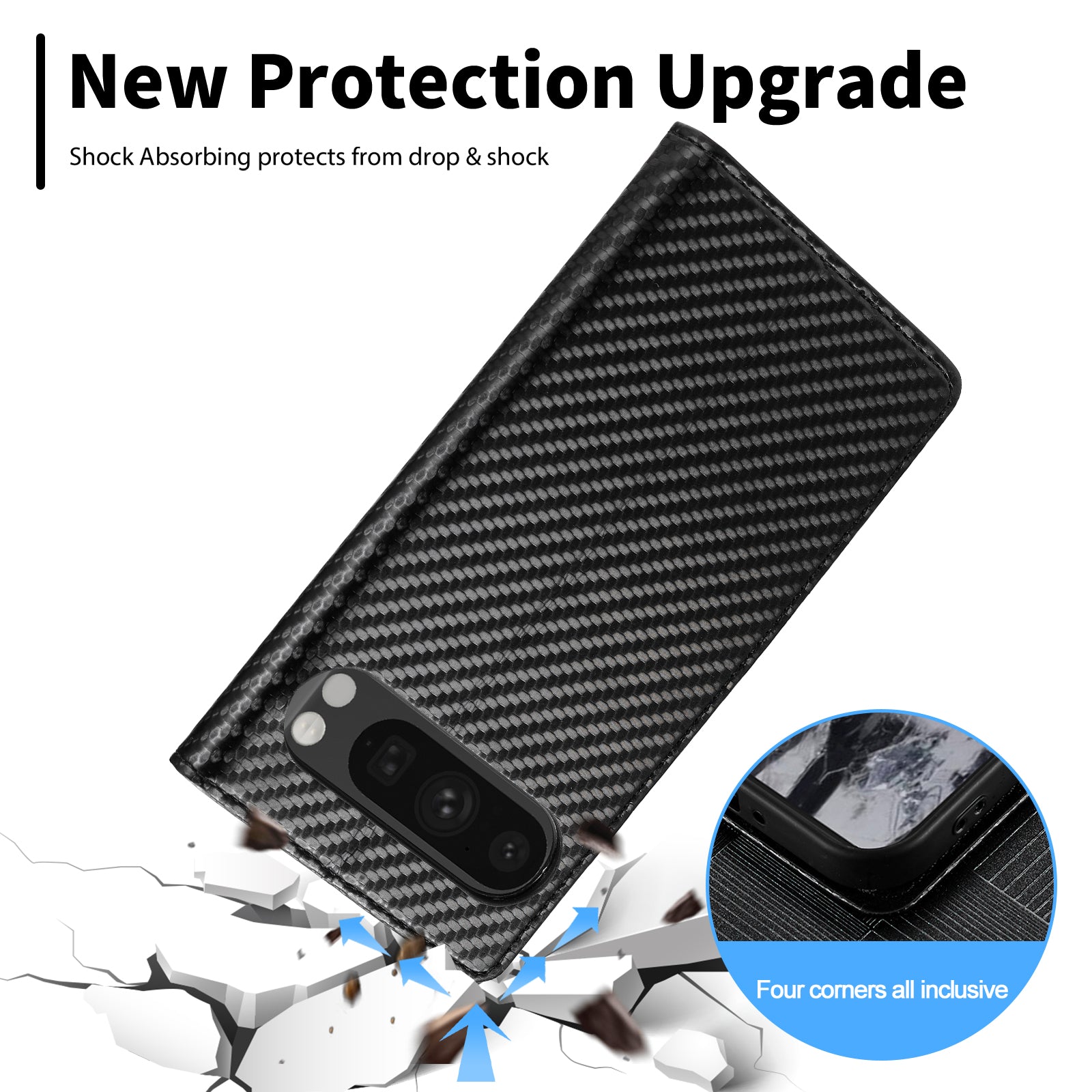 LC.IMEEKE For Google Pixel 9 Pro Wallet Case Carbon Fiber Texture Leather Flip Phone Cover