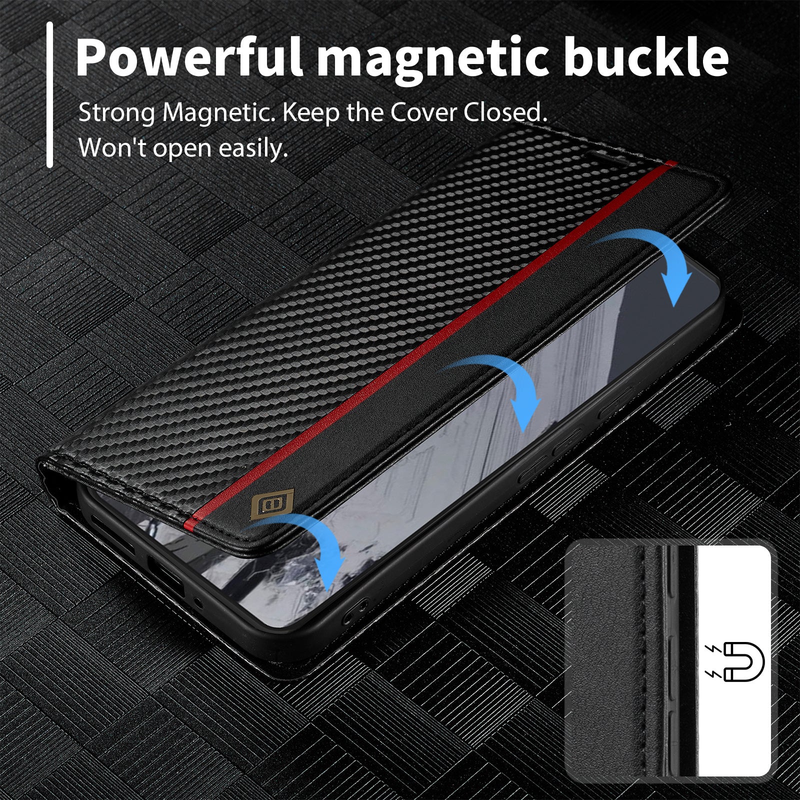 LC.IMEEKE For Google Pixel 9 Pro Wallet Case Carbon Fiber Texture Leather Flip Phone Cover