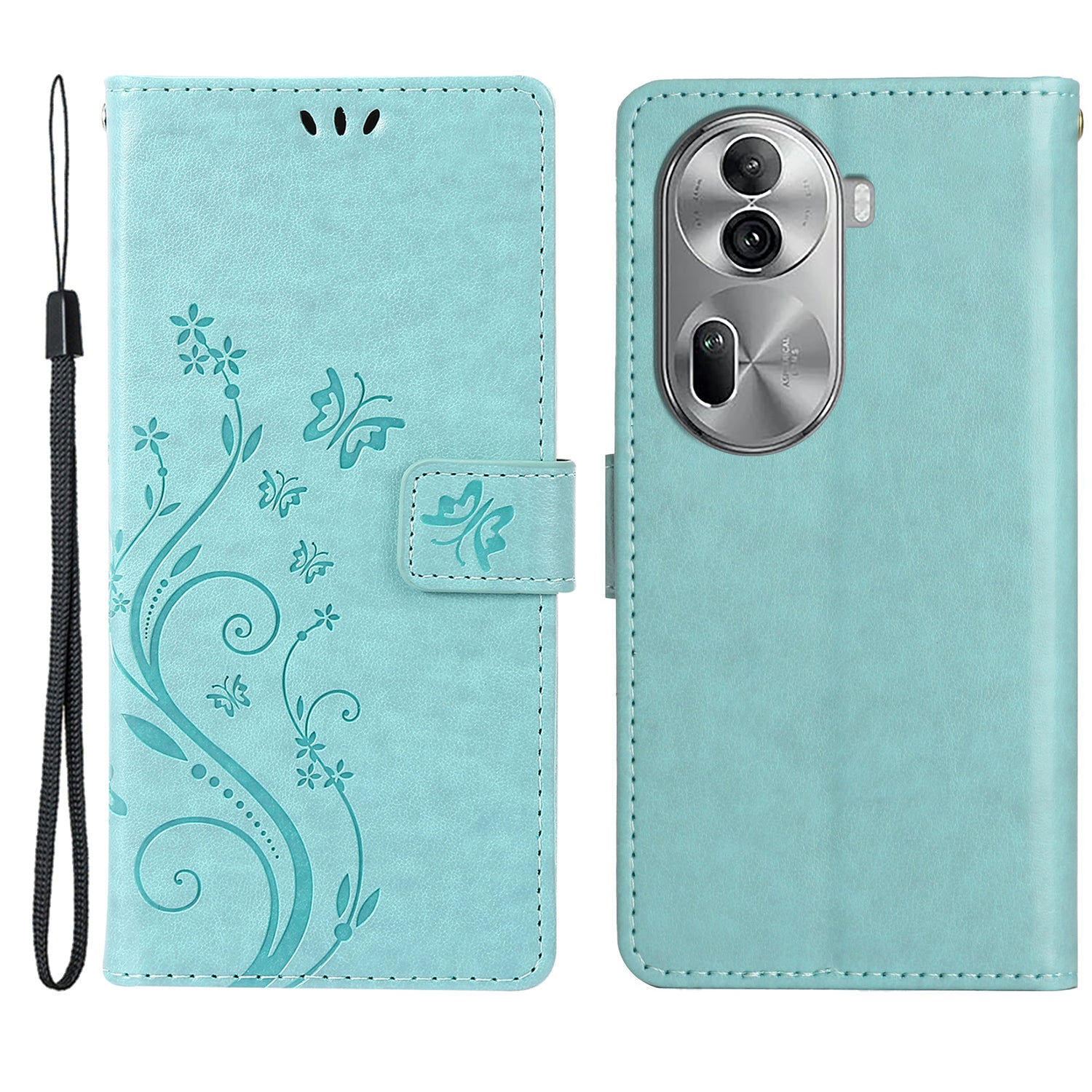 For Oppo Reno11 Pro 5G (Global) Case Butterfly Pattern PU Leather Wallet Phone Cover