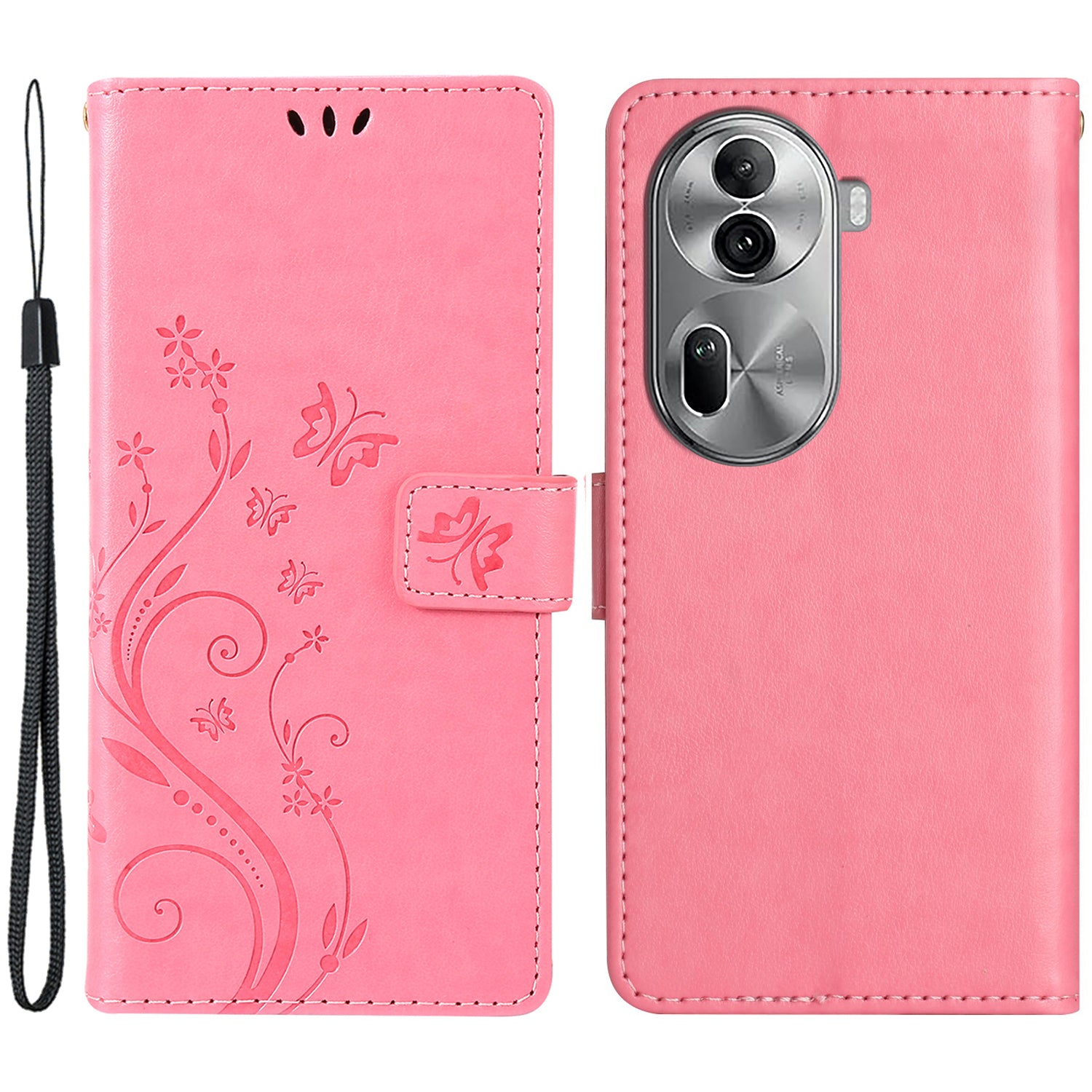 For Oppo Reno11 Pro 5G (Global) Case Butterfly Pattern PU Leather Wallet Phone Cover