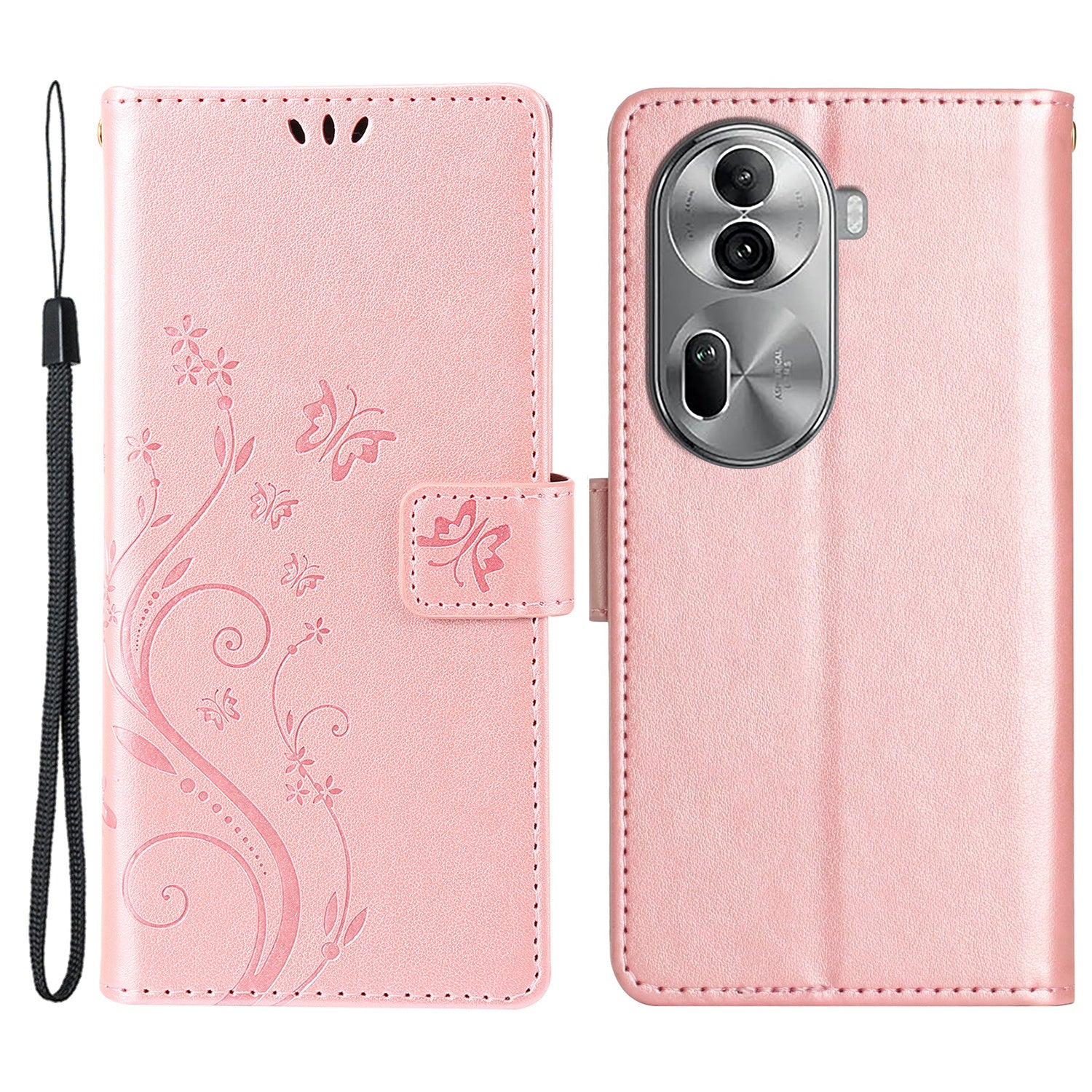 For Oppo Reno11 Pro 5G (Global) Case Butterfly Pattern PU Leather Wallet Phone Cover