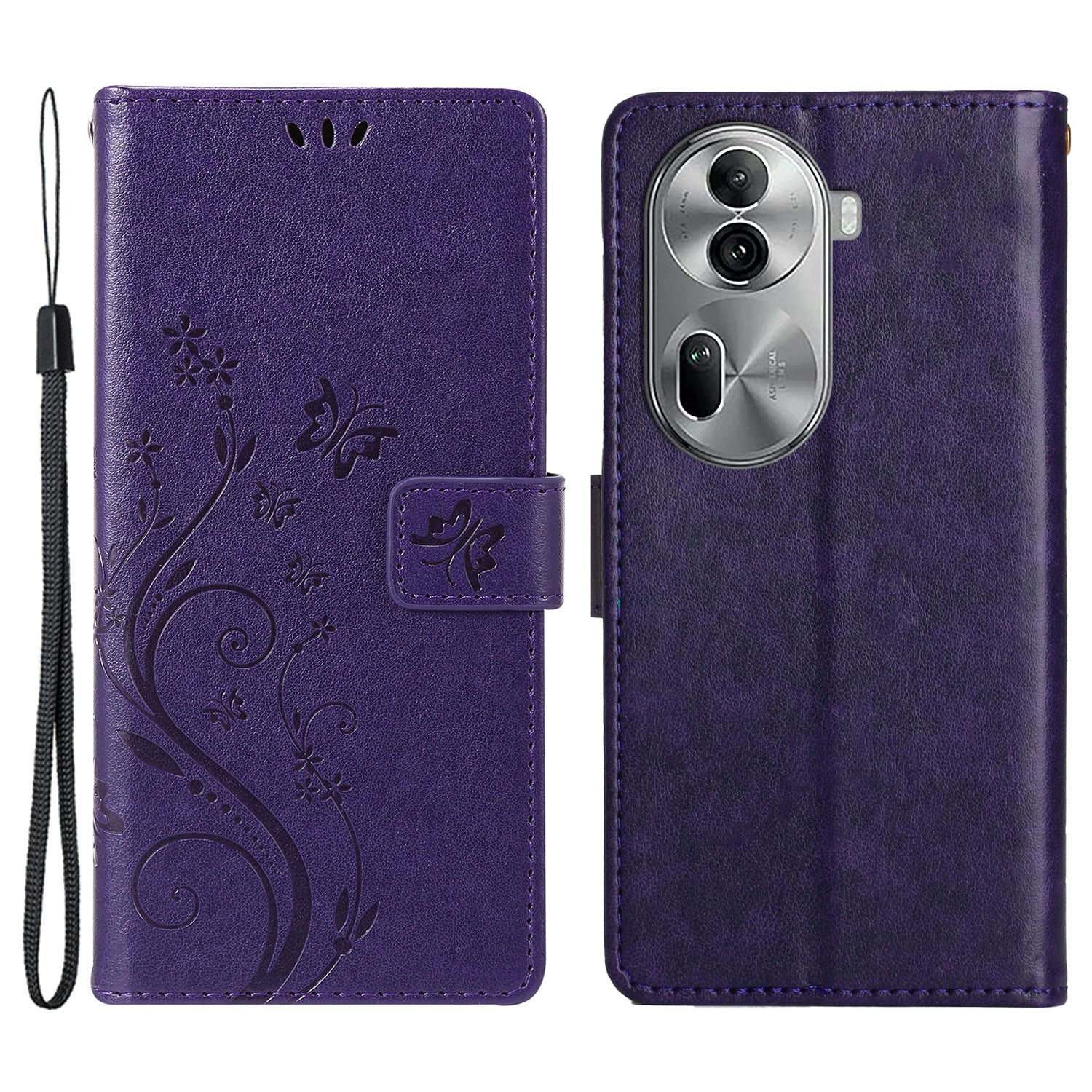 For Oppo Reno11 Pro 5G (Global) Case Butterfly Pattern PU Leather Wallet Phone Cover