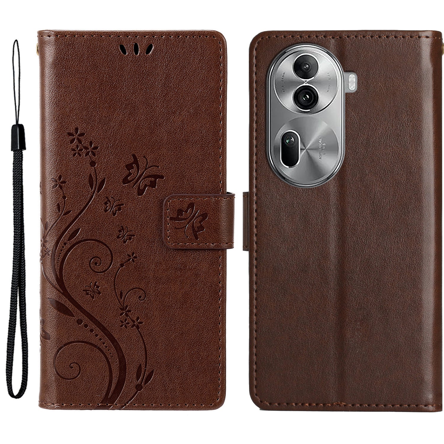 For Oppo Reno11 Pro 5G (Global) Case Butterfly Pattern PU Leather Wallet Phone Cover