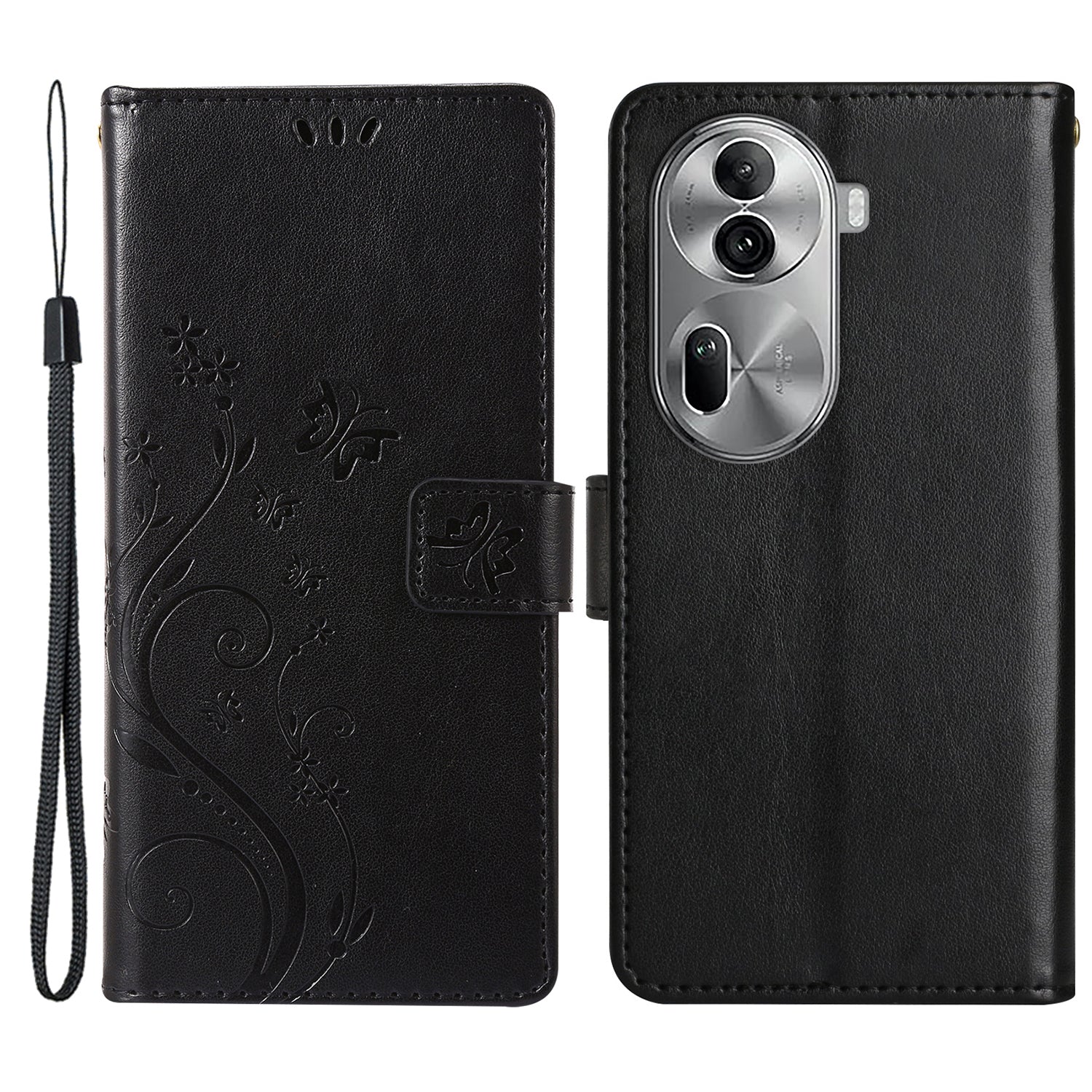 For Oppo Reno11 Pro 5G (Global) Case Butterfly Pattern PU Leather Wallet Phone Cover