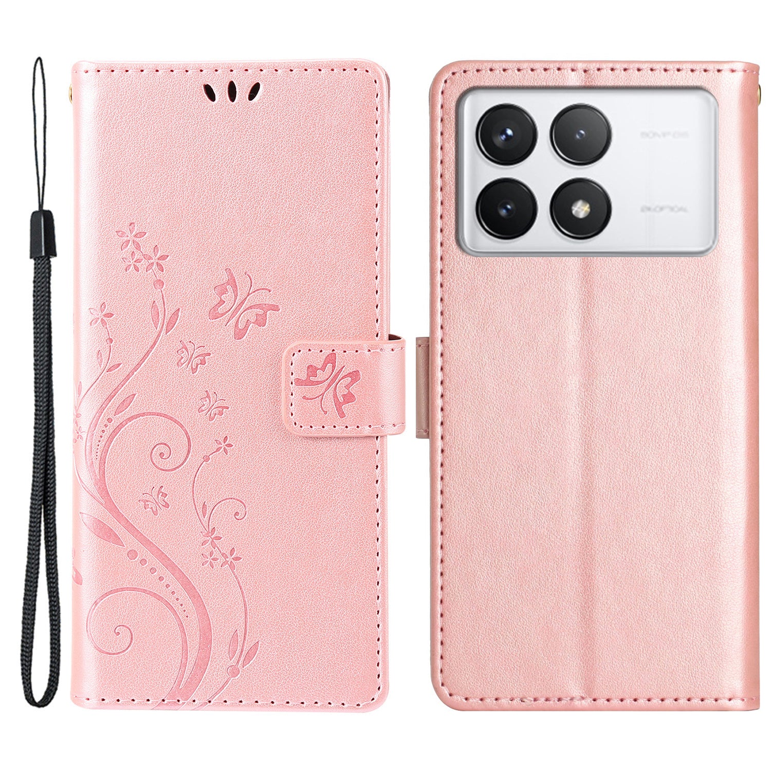 For Xiaomi Redmi K70E 5G / Poco X6 Pro 5G Case Butterfly Pattern Wallet Style Leather Phone Cover