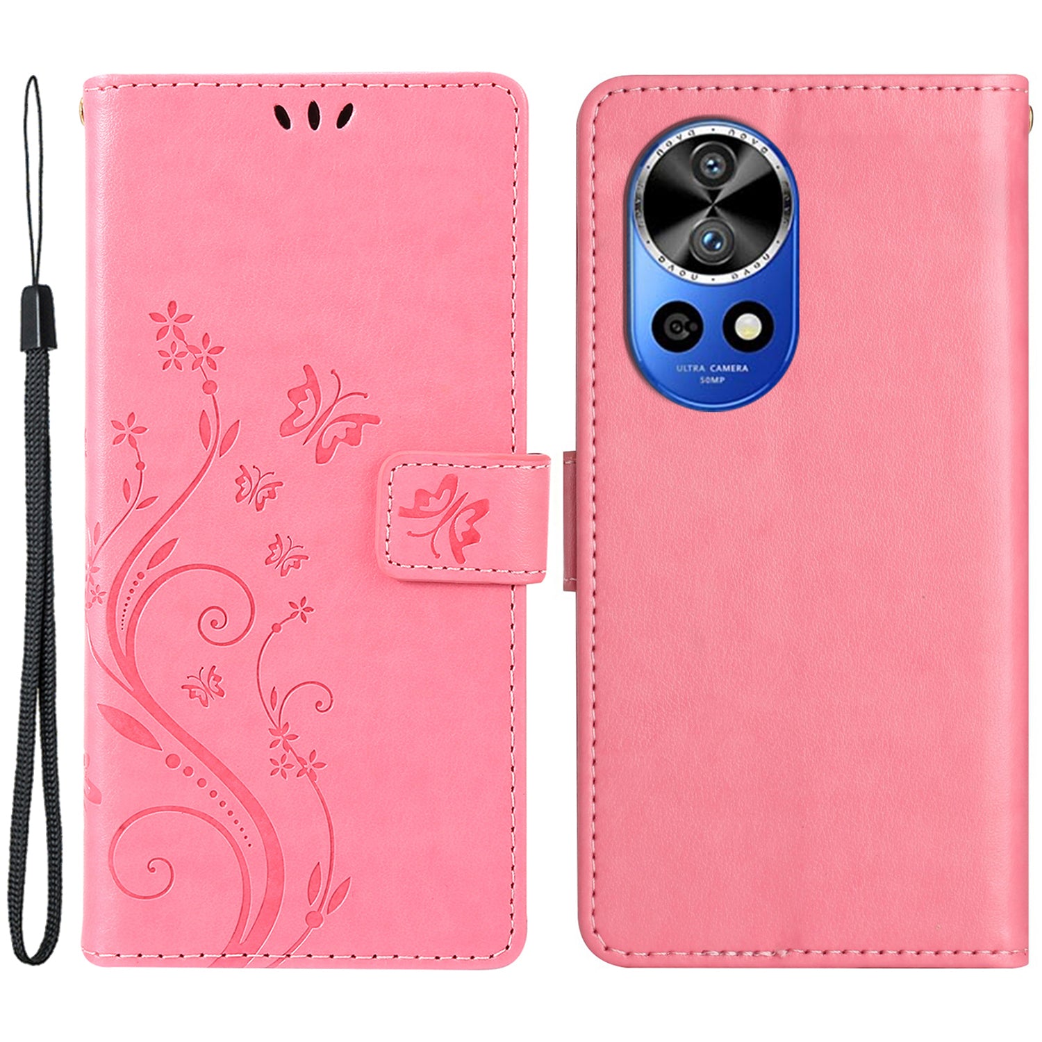 For Huawei nova 12 Pro 5G / nova 12 Ultra 5G Case PU Leather Wallet Butterfly Phone Cover