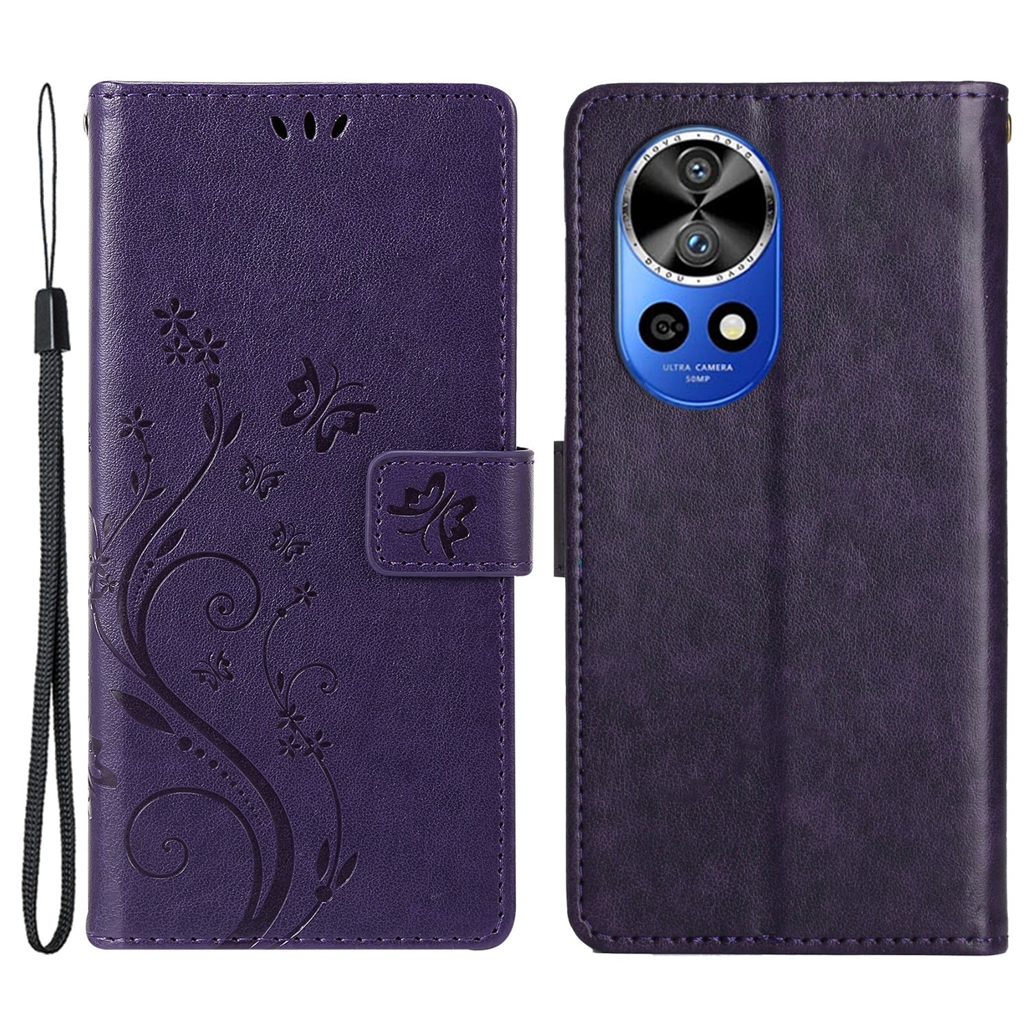 For Huawei nova 12 Pro 5G / nova 12 Ultra 5G Case PU Leather Wallet Butterfly Phone Cover