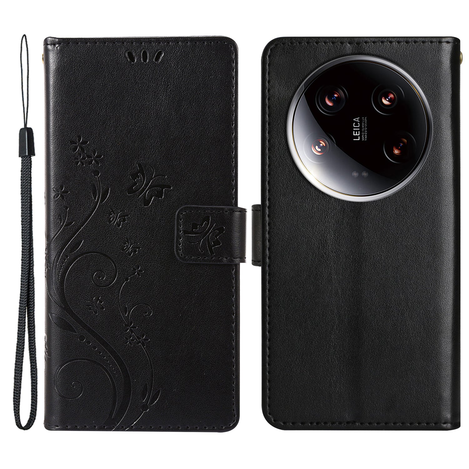 For Xiaomi 14 Ultra Wallet Phone Case Butterfly Pattern PU Leather Flip Cover
