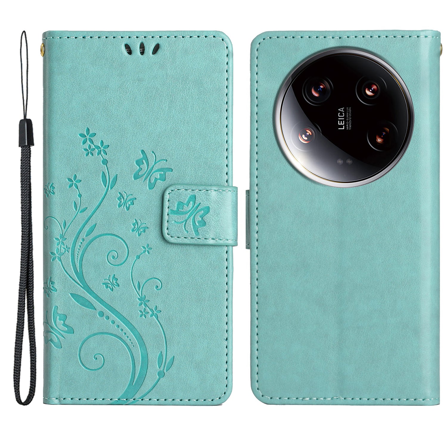 For Xiaomi 14 Ultra Wallet Phone Case Butterfly Pattern PU Leather Flip Cover