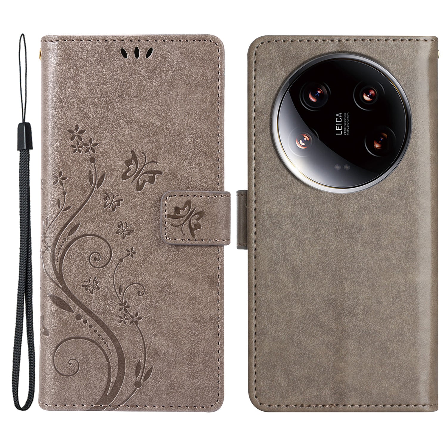 For Xiaomi 14 Ultra Wallet Phone Case Butterfly Pattern PU Leather Flip Cover