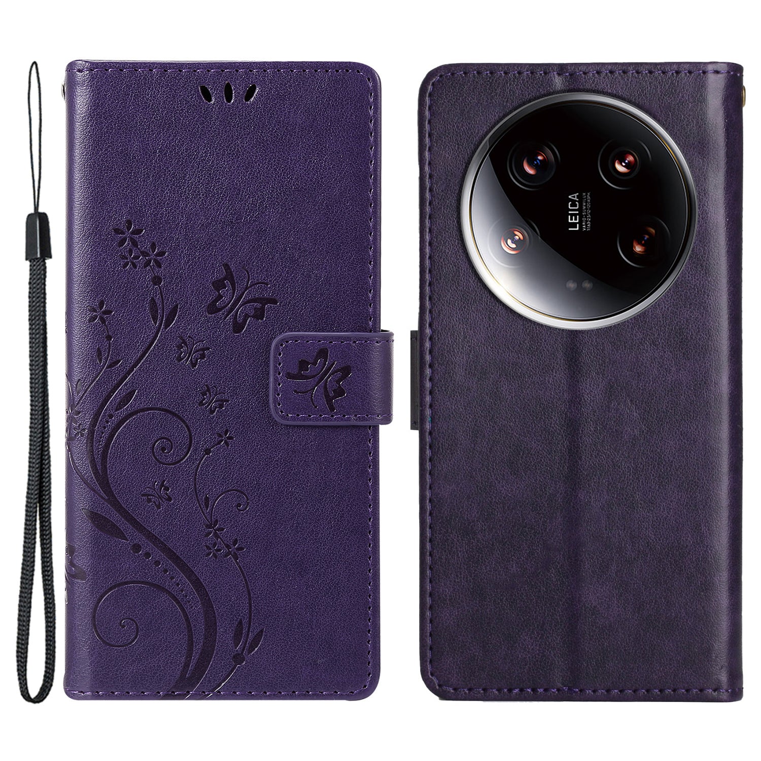 For Xiaomi 14 Ultra Wallet Phone Case Butterfly Pattern PU Leather Flip Cover