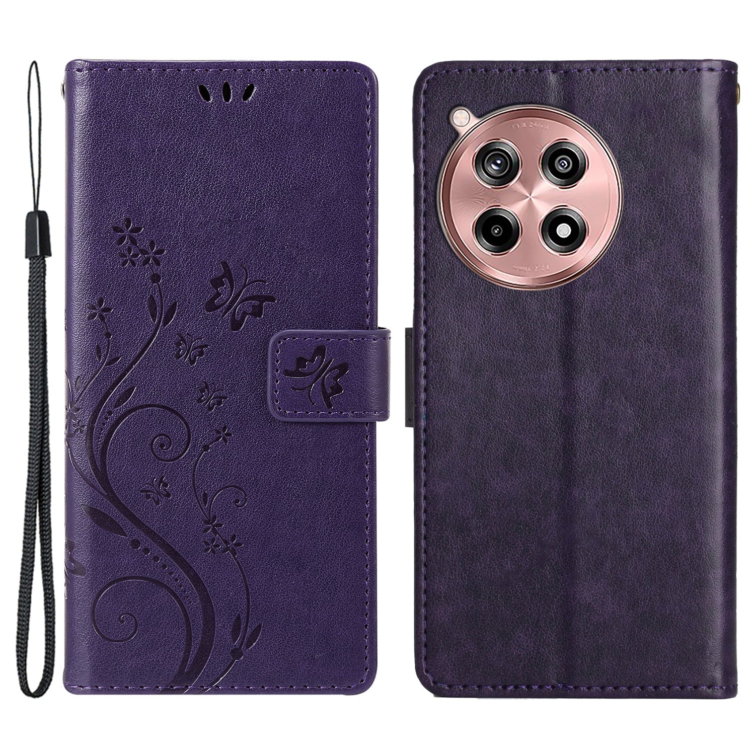 For OnePlus 12R 5G / Ace 3 5G Case Imprinted Butterfly Pattern Card Slots Phone Cover