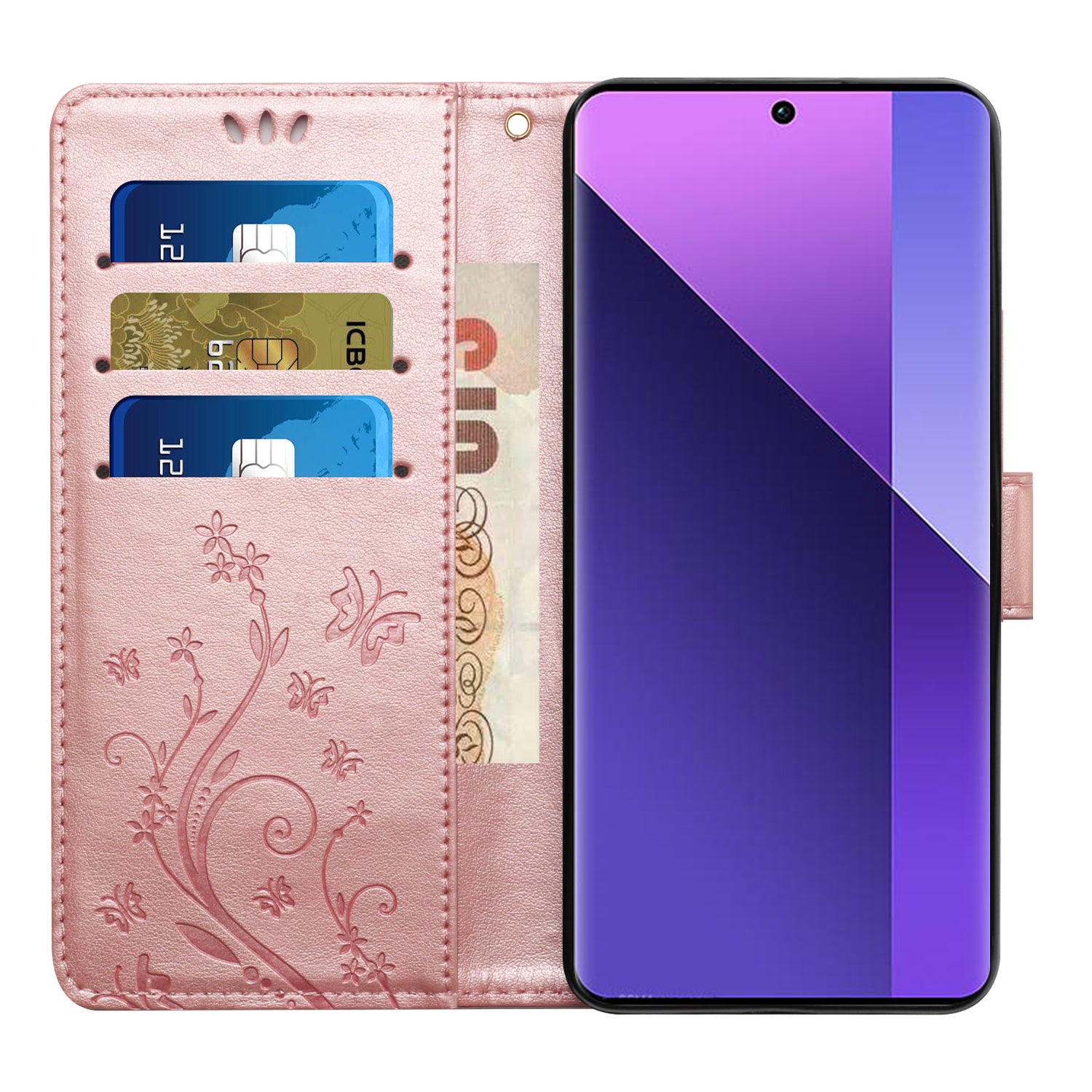 For Oppo Reno11 5G (Global) Wallet Case Butterfly Pattern PU Leather Phone Cover