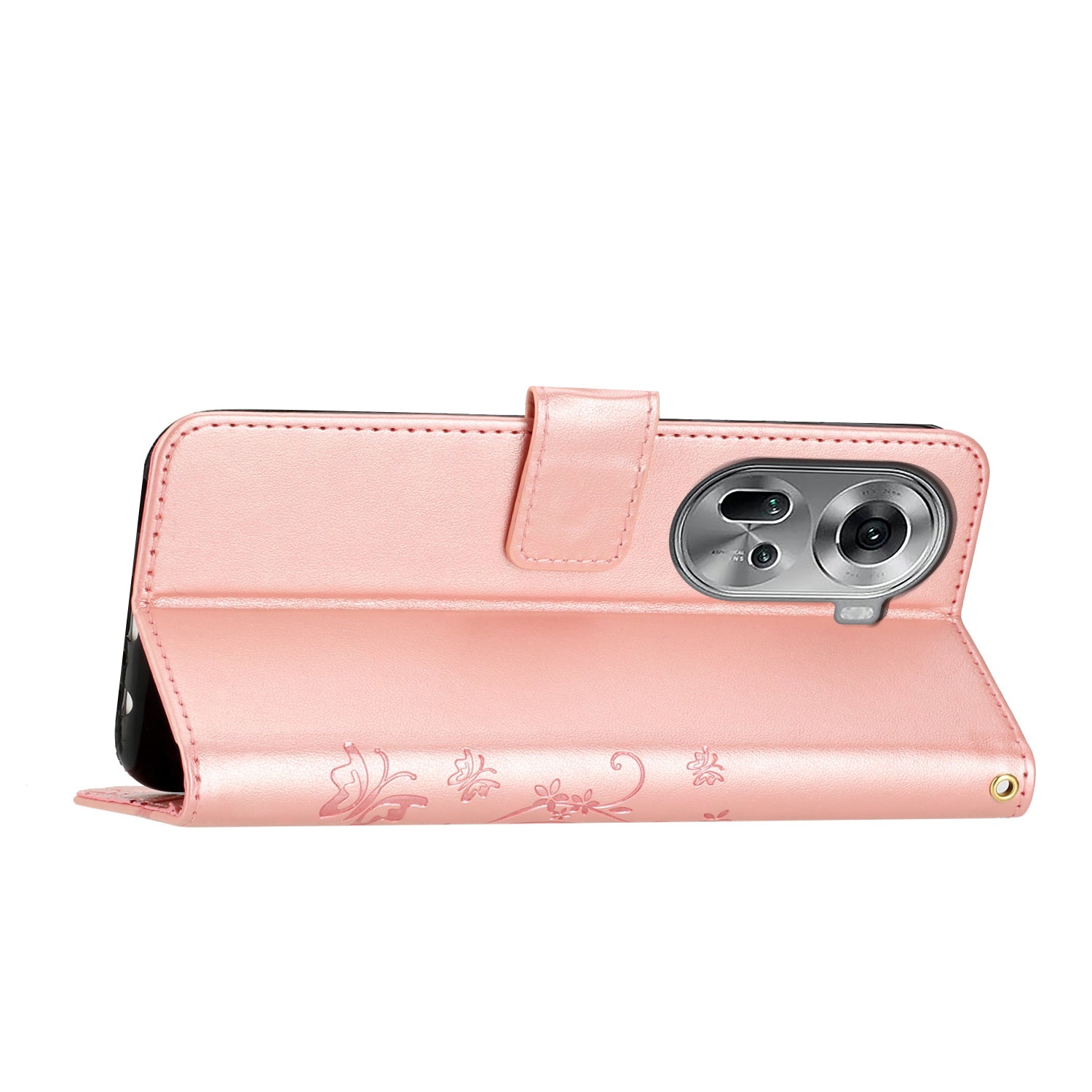 For Oppo Reno11 5G (Global) Wallet Case Butterfly Pattern PU Leather Phone Cover