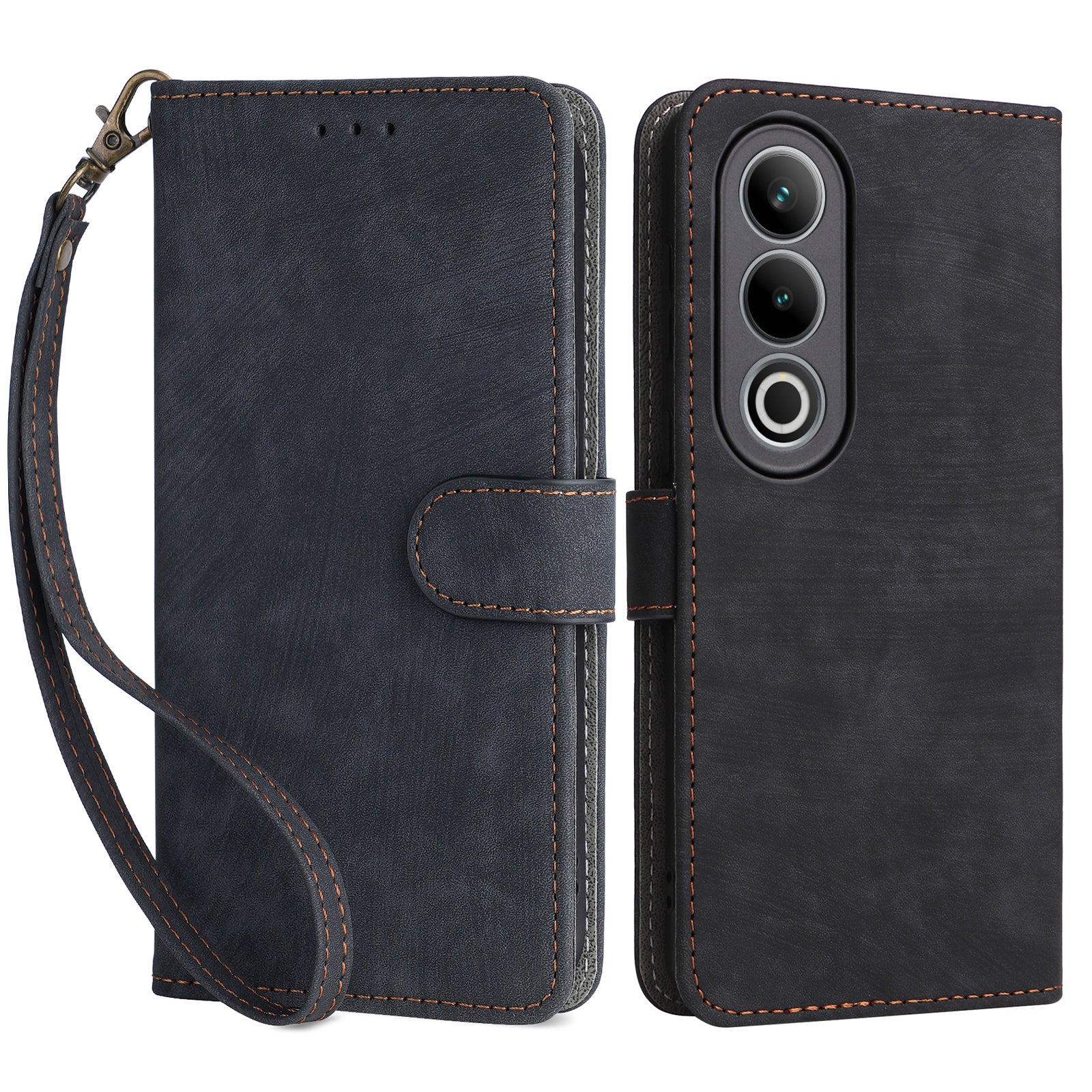 For OnePlus Ace 3V 5G / Nord CE4 5G Case RFID Blocking Wallet Leather Cellphone Cover with Hand Strap