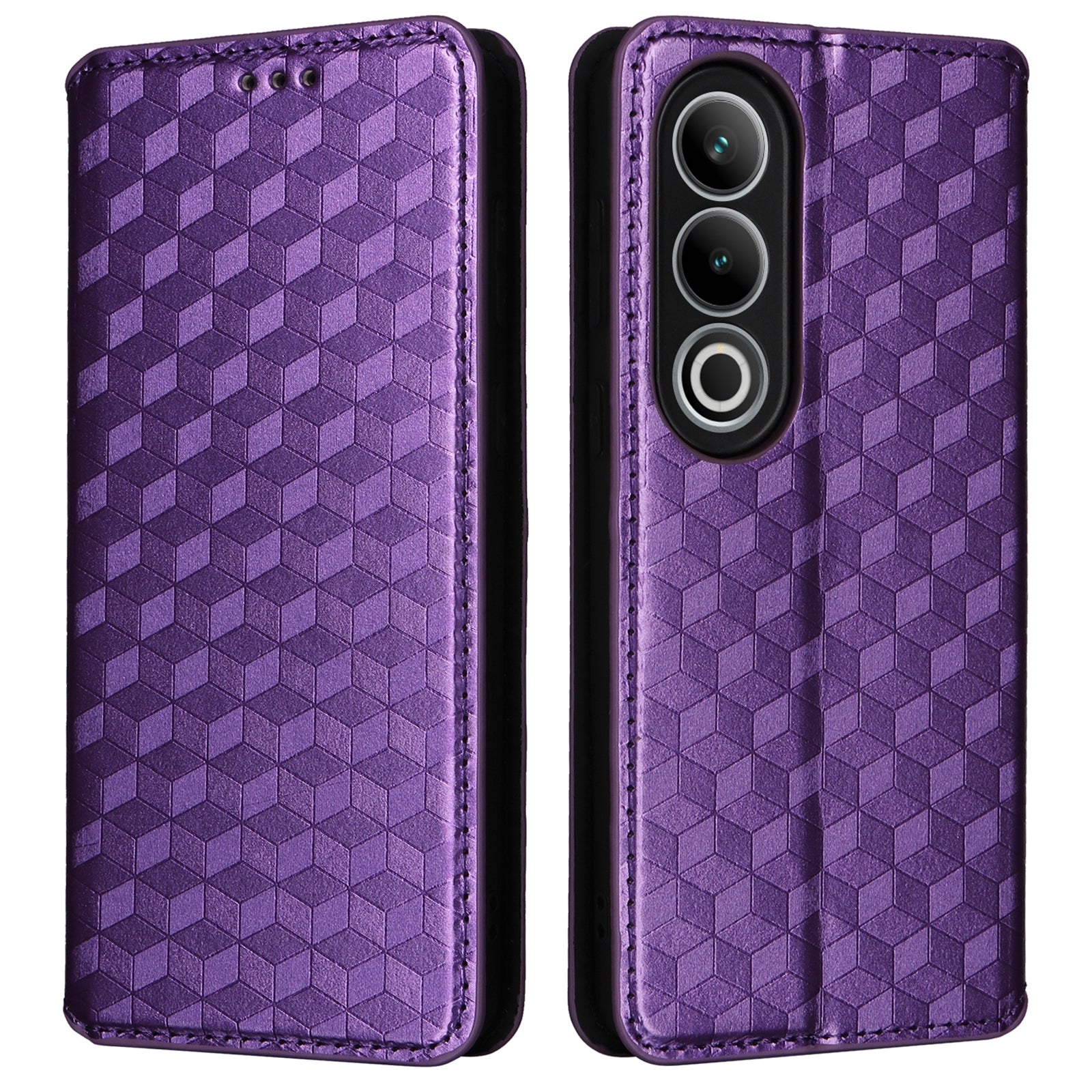 For OnePlus Ace 3V 5G / Nord CE4 5G Leather Phone Cover Rhombus Imprinted Wallet