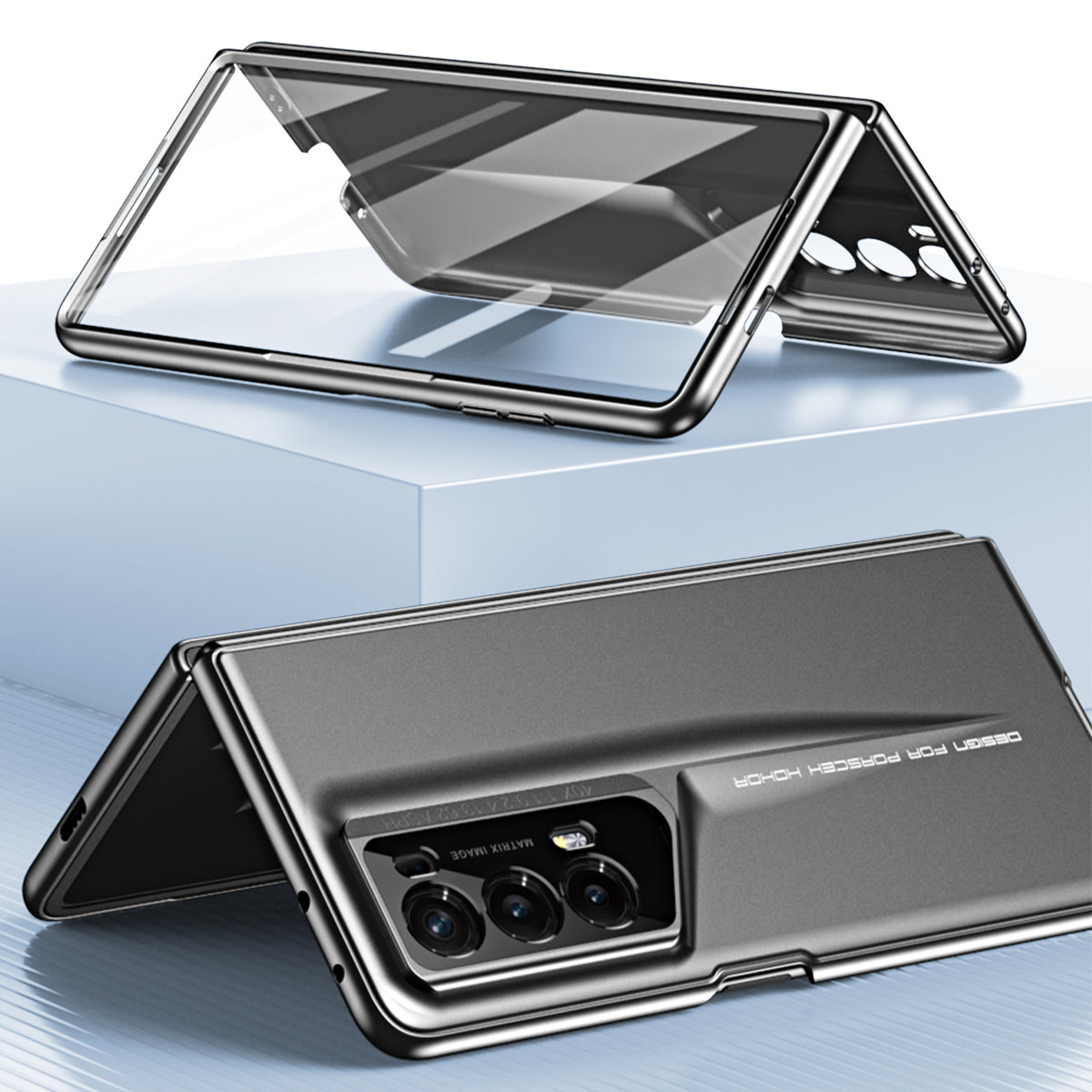 For Honor Magic Vs2 5G Case with Stylus 918 Series Hard PC Phone Shell Built-In Tempered Glass Film