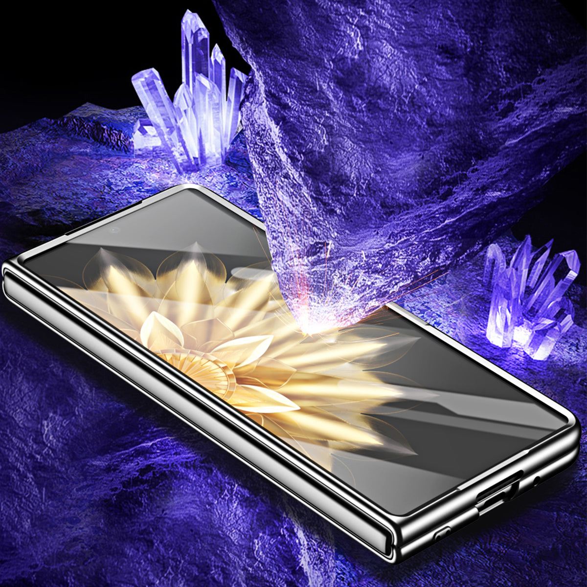For Honor Magic Vs2 5G Case with Stylus 918 Series Hard PC Phone Shell Built-In Tempered Glass Film