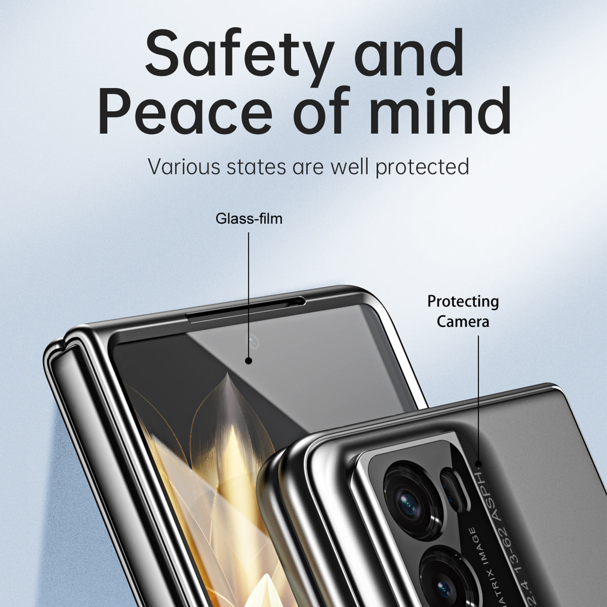 For Honor Magic Vs2 5G Case with Stylus 918 Series Hard PC Phone Shell Built-In Tempered Glass Film