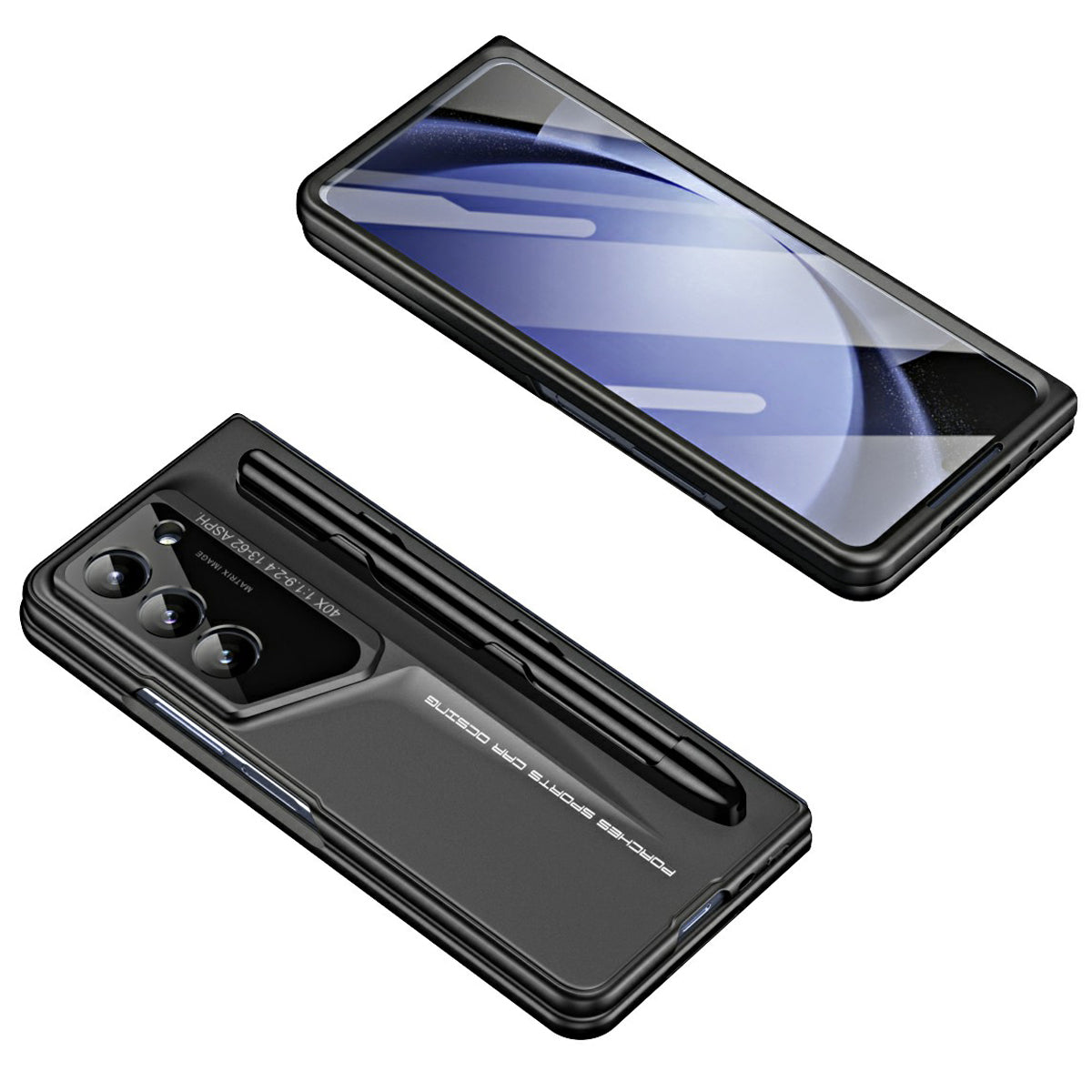 For Samsung Galaxy Z Fold5 5G Case 918 Series Built-In Tempered Glass Film PC Phone Cover with Stylus