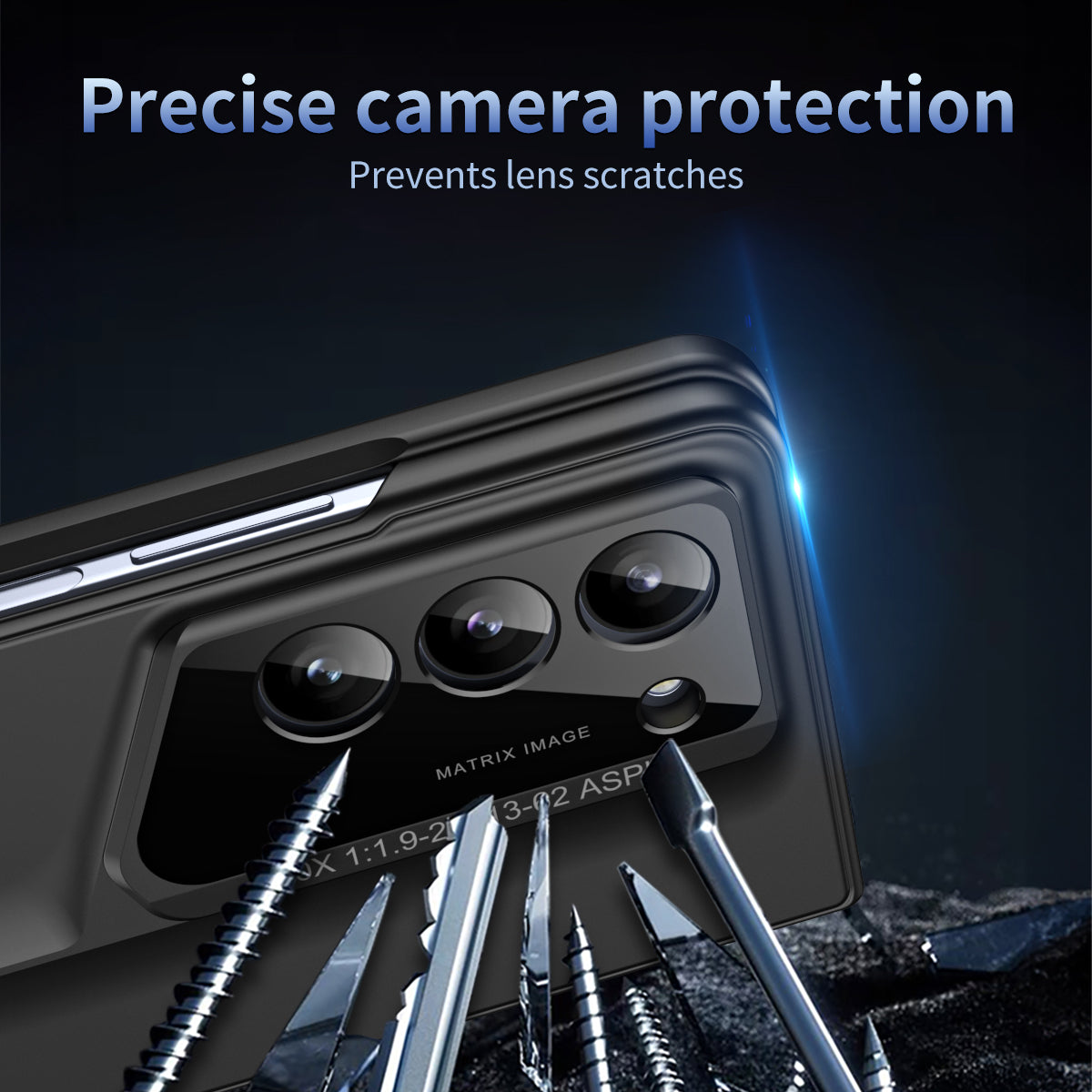 For Samsung Galaxy Z Fold5 5G Case 918 Series Built-In Tempered Glass Film PC Phone Cover with Stylus