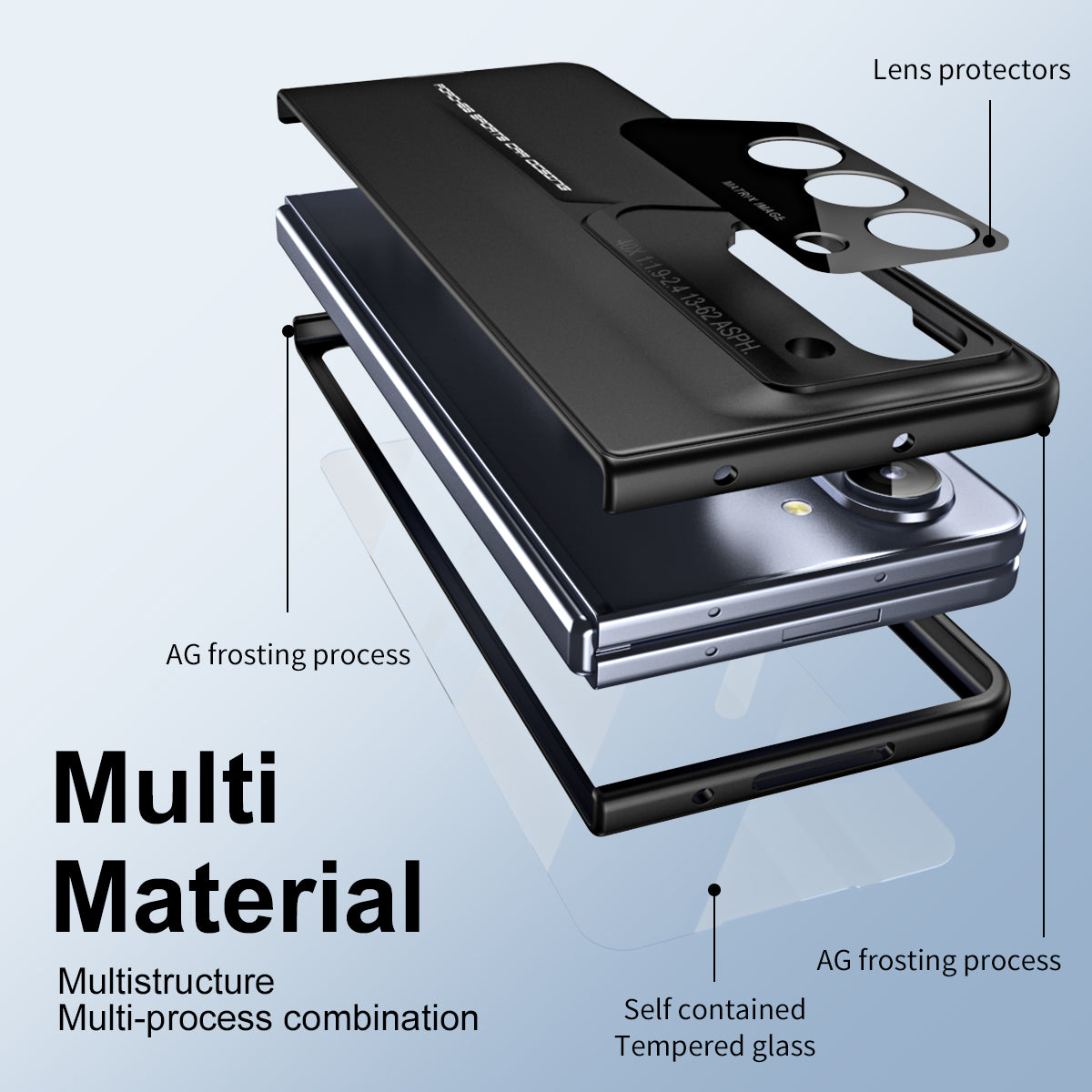 For Samsung Galaxy Z Fold5 5G Case 918 Series Built-In Tempered Glass Film PC Phone Cover with Stylus