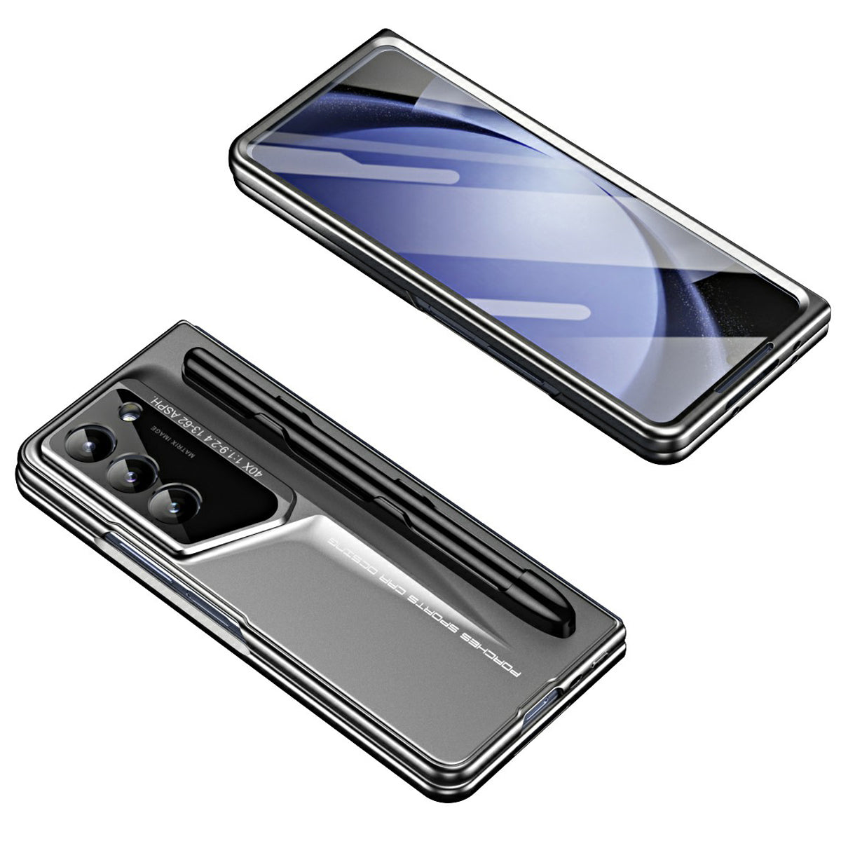 For Samsung Galaxy Z Fold5 5G Case 918 Series Built-In Tempered Glass Film PC Phone Cover with Stylus