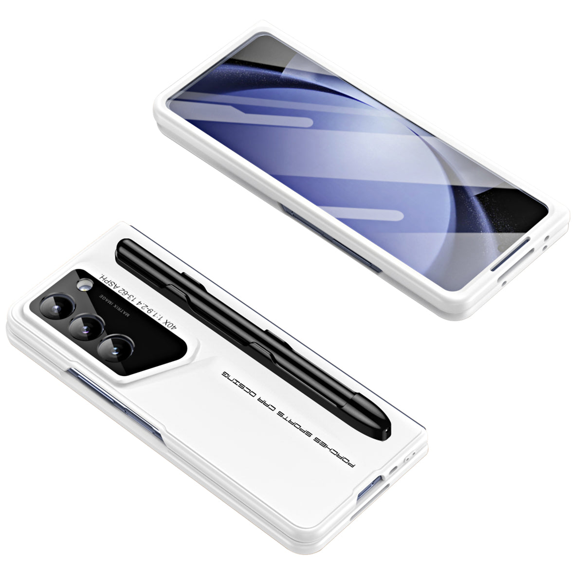 For Samsung Galaxy Z Fold5 5G Case 918 Series Built-In Tempered Glass Film PC Phone Cover with Stylus