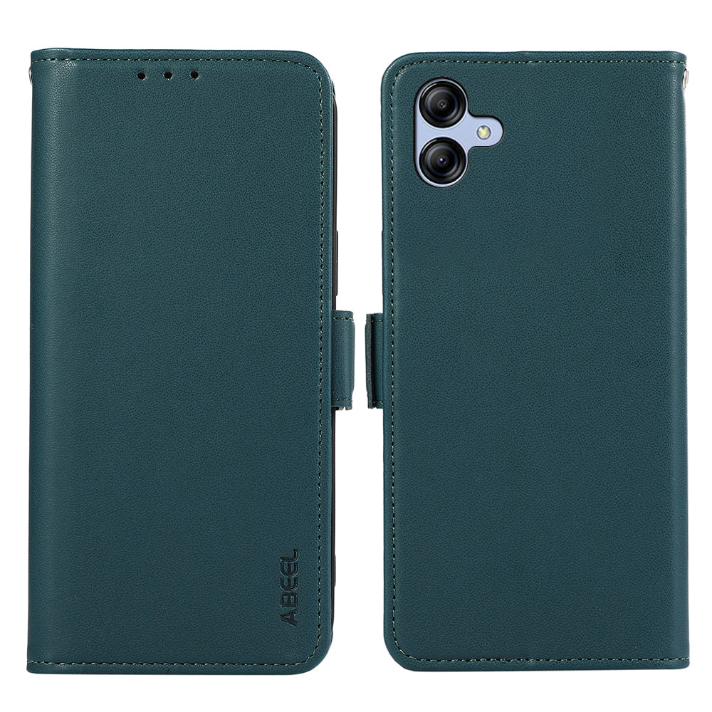 ABEEL For Samsung Galaxy A04 4G (164.4 x 76.3 x 9.1 mm) PU Leather Wallet Stand Case RFID Blocking Phone Shell