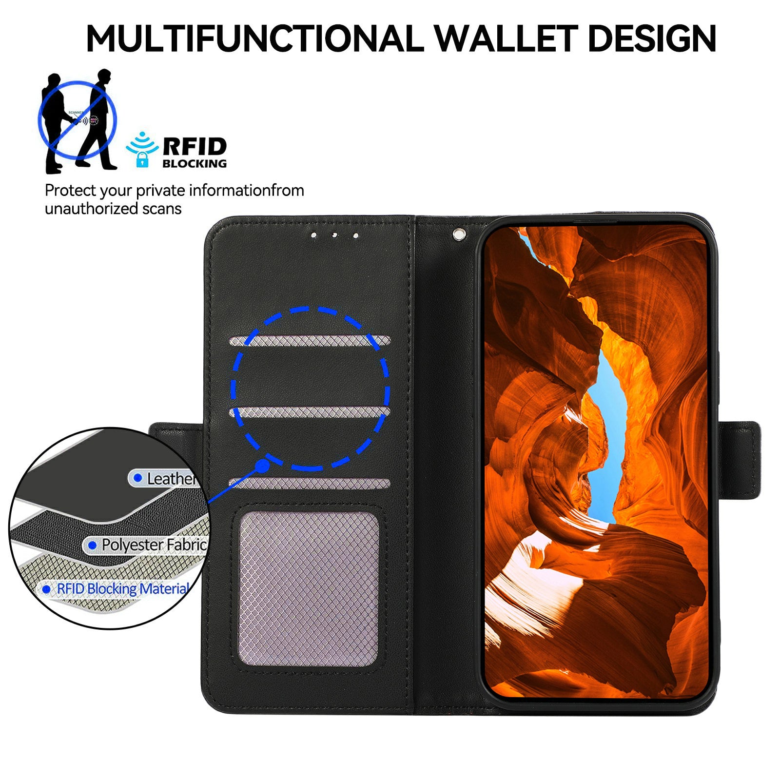 ABEEL For iPhone 14 Plus Case Flip Wallet Leather Phone Cover with RFID Blocking