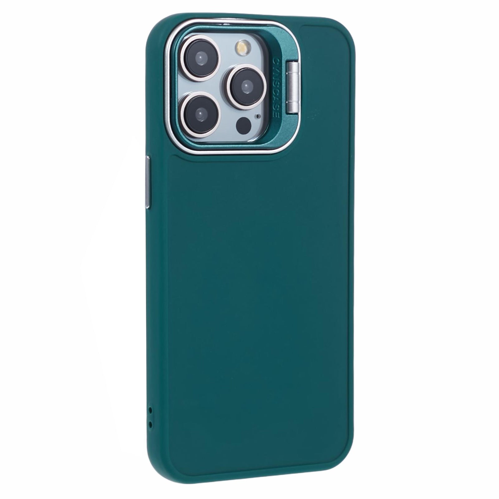QH Series for iPhone 13 Pro 6.1 inch Silicone Case Lens Frame Kickstand Cell Phone Cover
