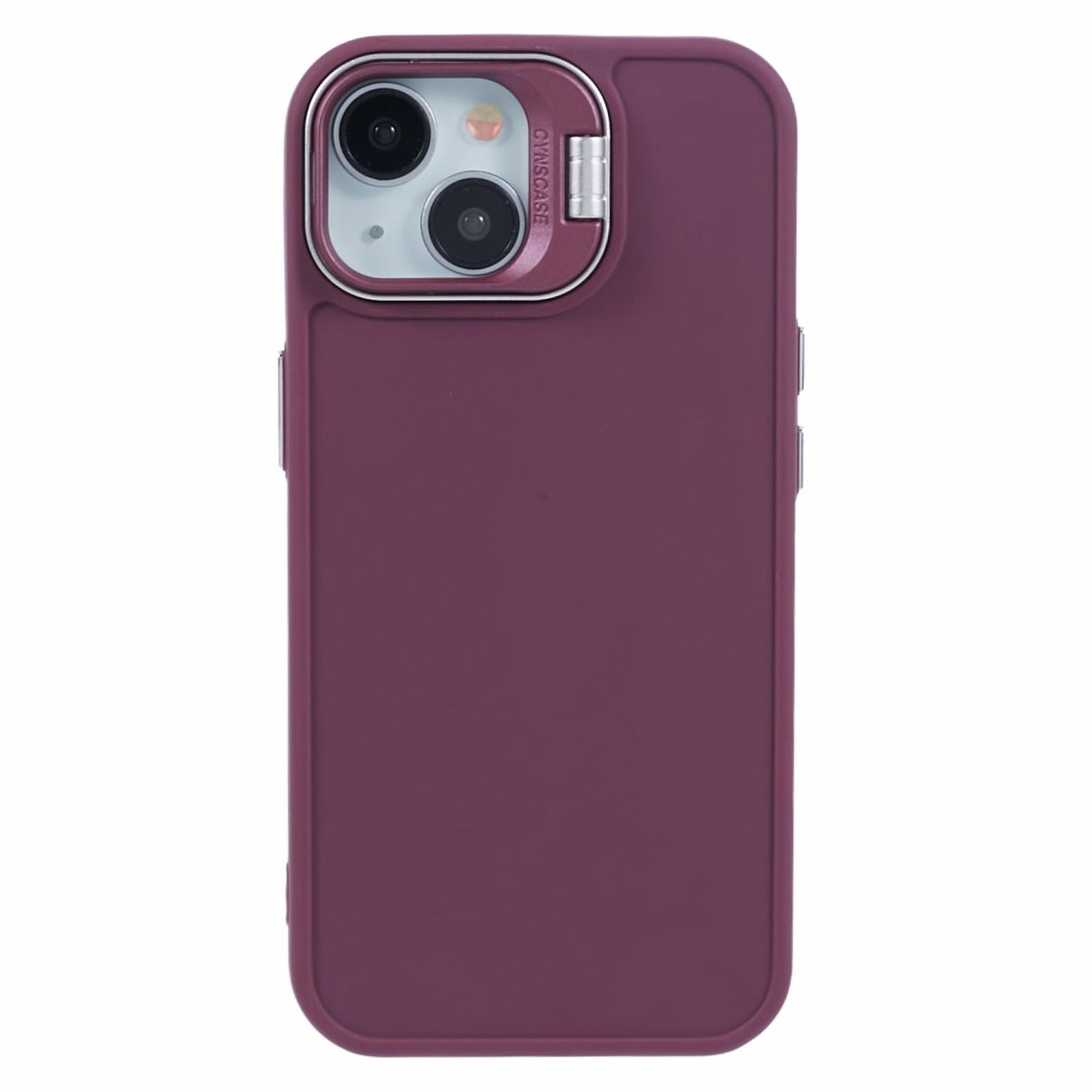 QH Series for iPhone 14 Silicone Case Lens Frame Kickstand Drop-proof Back Cover