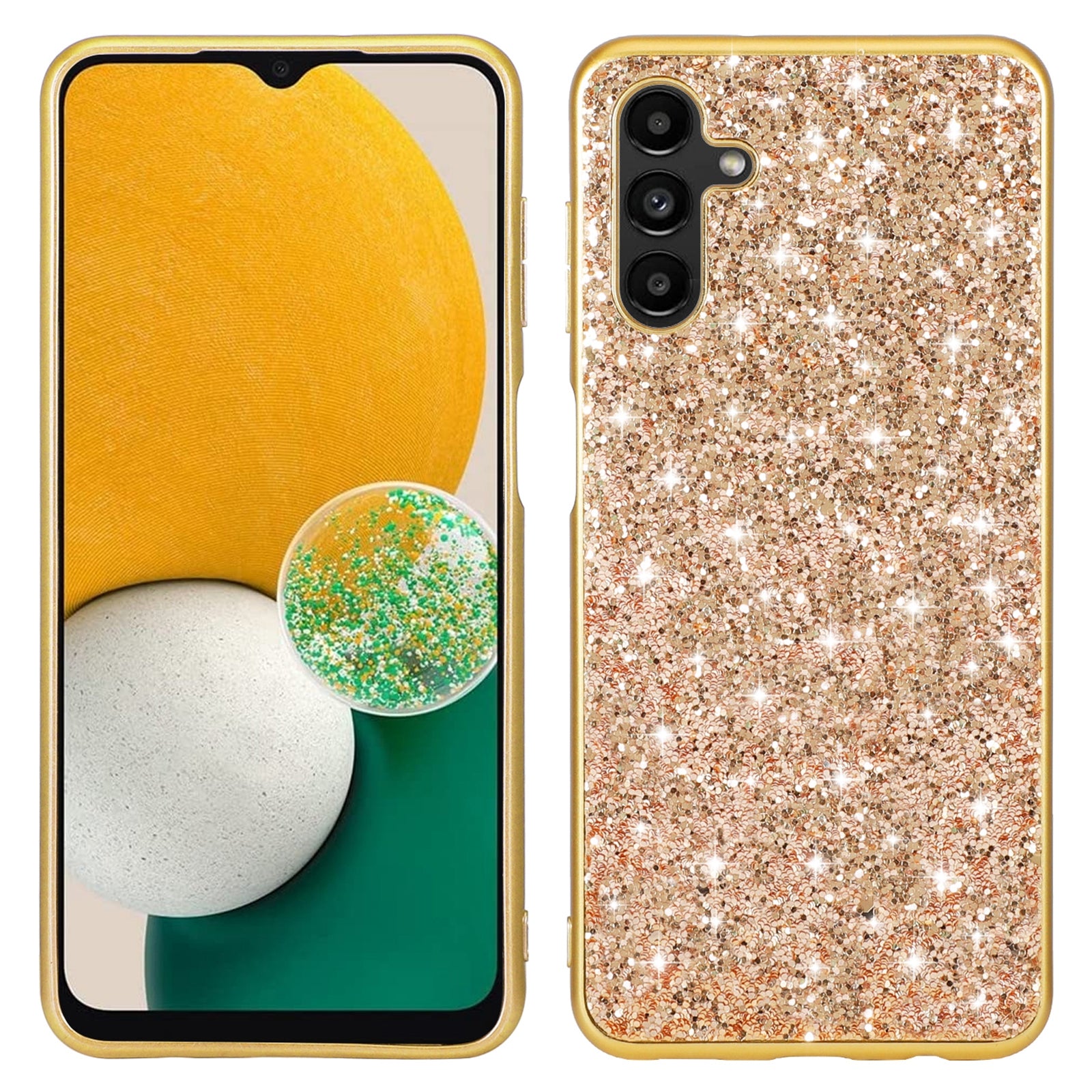 For Samsung Galaxy A25 5G (Global) (161.0 x 76.5 x 8.3mm) Phone Cover Electroplating TPU Frame Glitter Sequins PC Back Case
