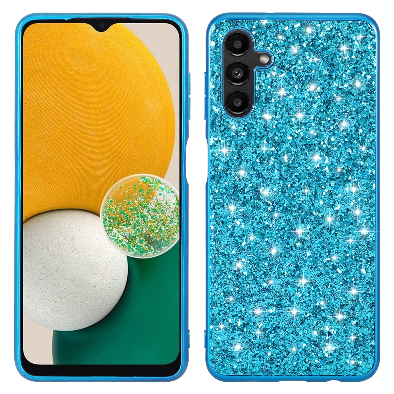 For Samsung Galaxy A35 5G Cell Phone Case Electroplating TPU Frame Glitter Sequins PC Back Shell