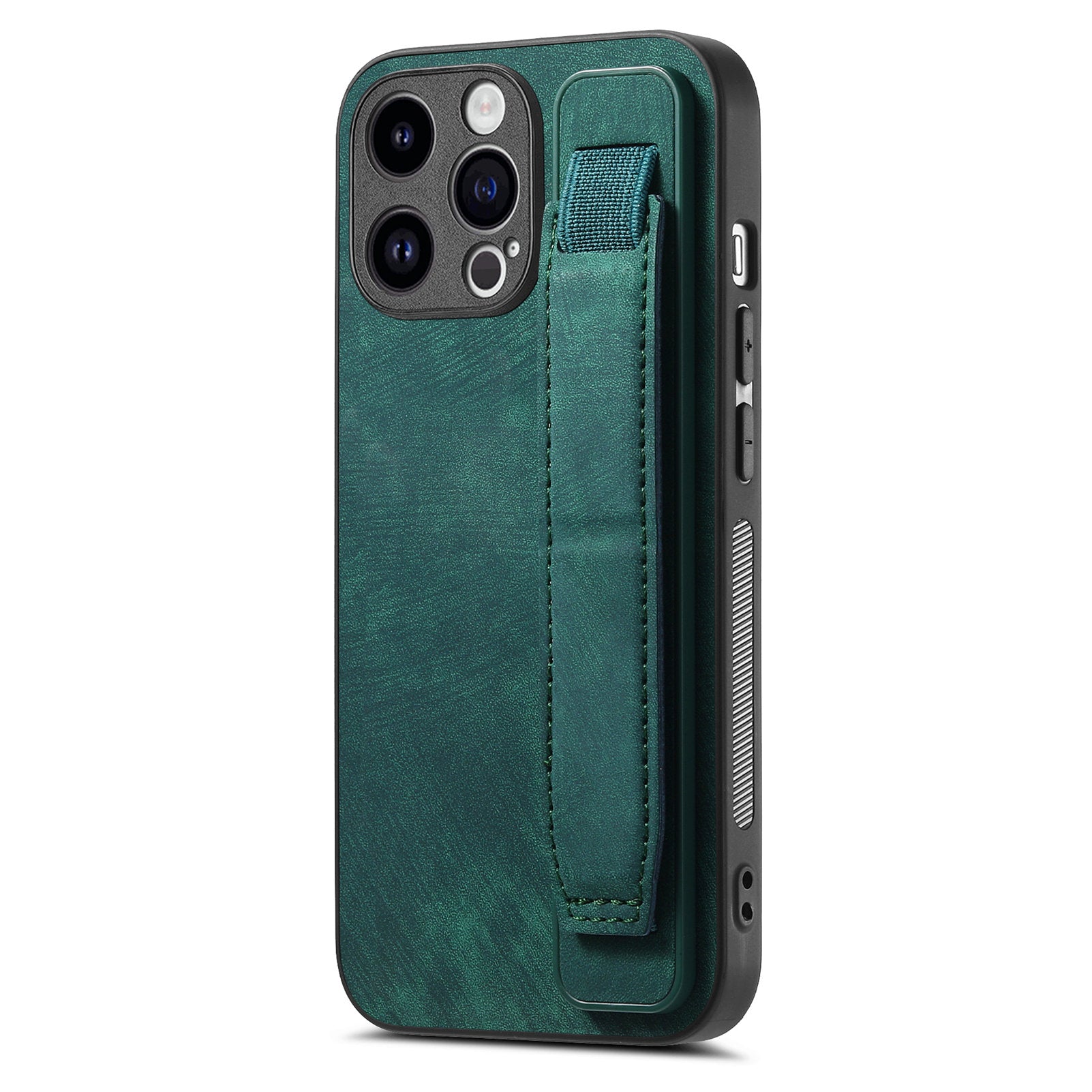 D11 For iPhone 14 Pro Max Wristband Case PU Leather+TPU Phone Shell