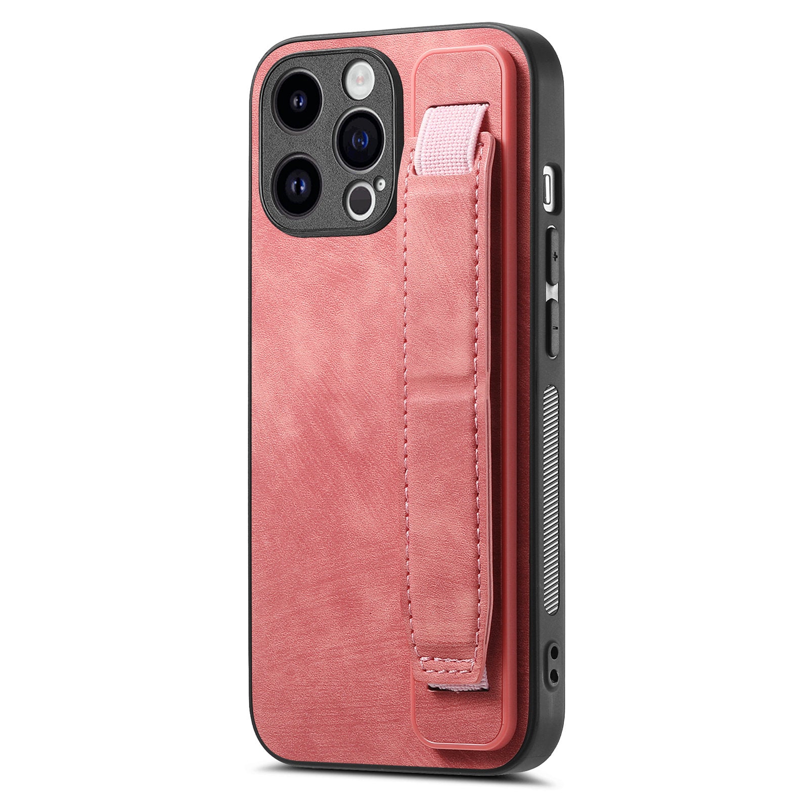 D11 For iPhone 14 Pro Max Wristband Case PU Leather+TPU Phone Shell