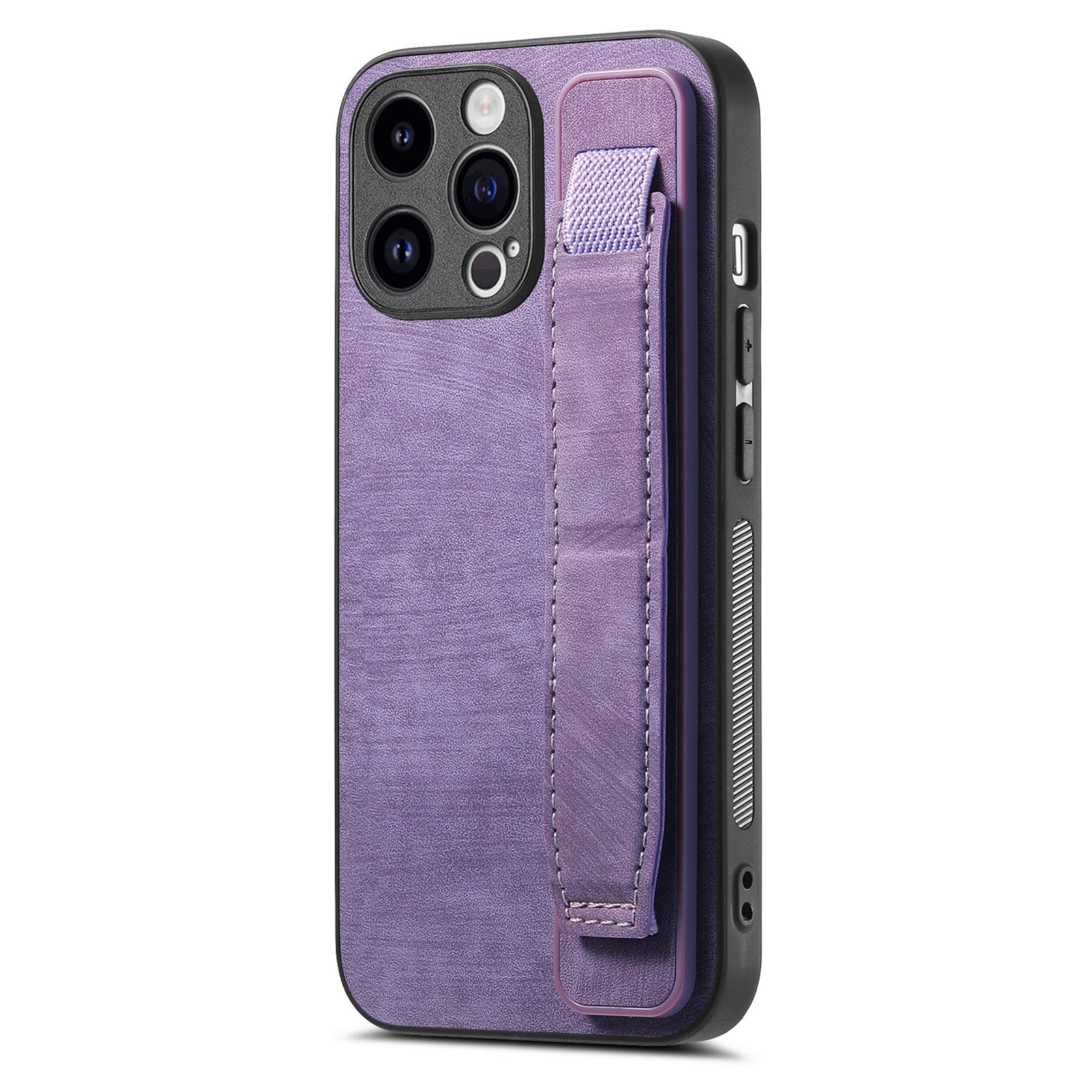 D11 For iPhone 14 Pro Max Wristband Case PU Leather+TPU Phone Shell