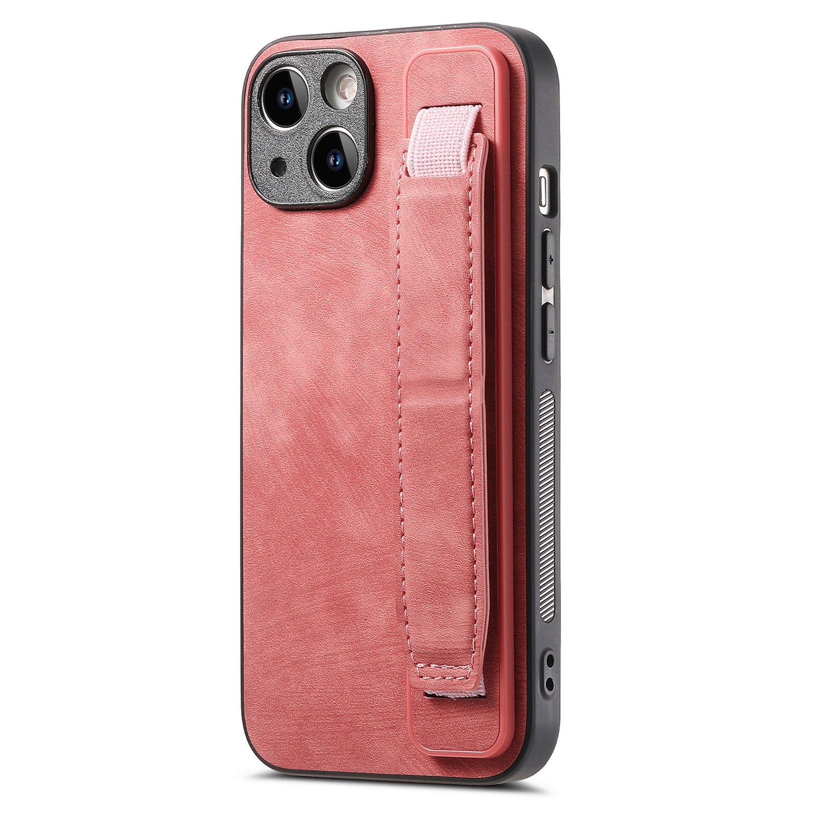 D11 For iPhone 13 6.1 inch Case PU Leather+TPU Wristband Kickstand Phone Cover