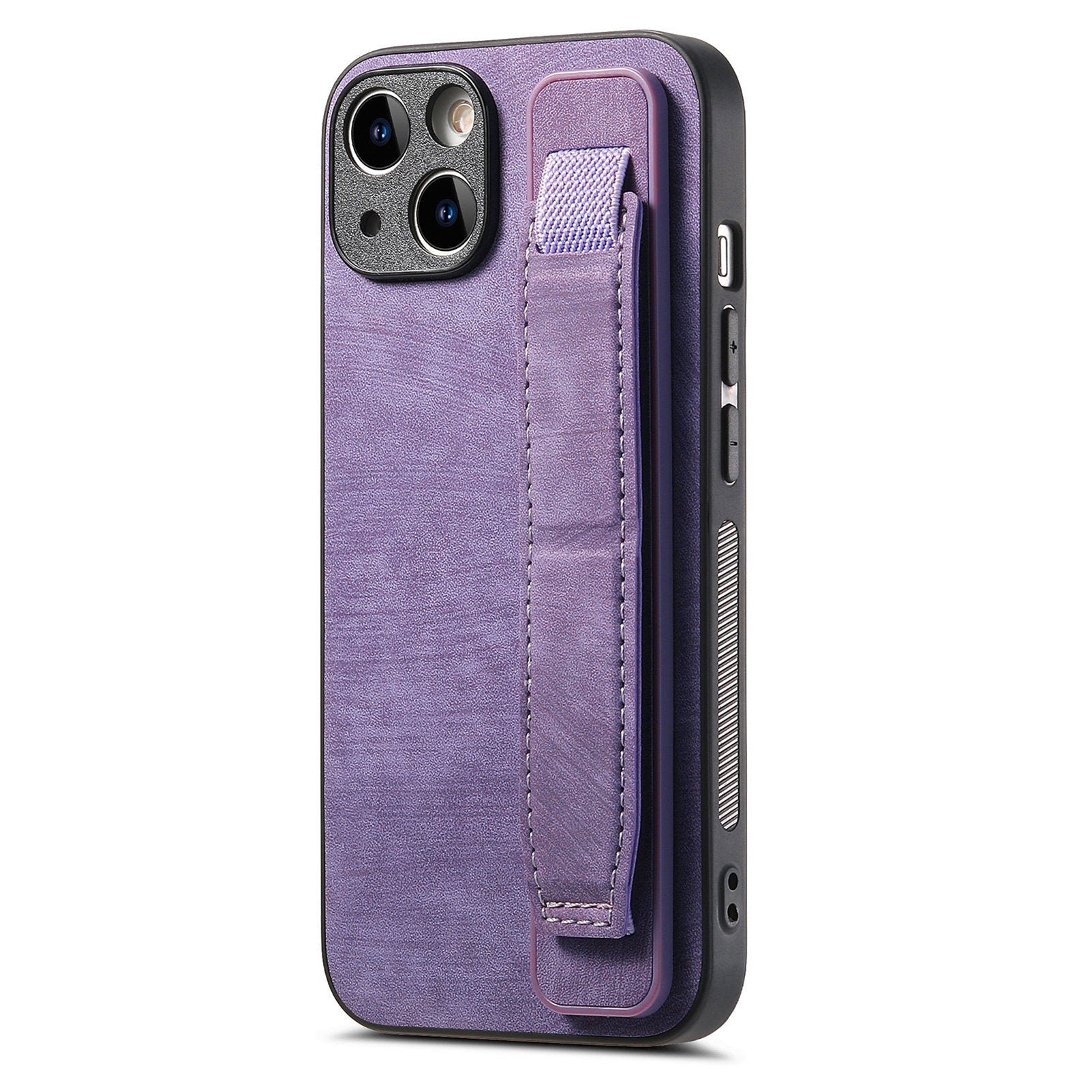 D11 For iPhone 13 6.1 inch Case PU Leather+TPU Wristband Kickstand Phone Cover