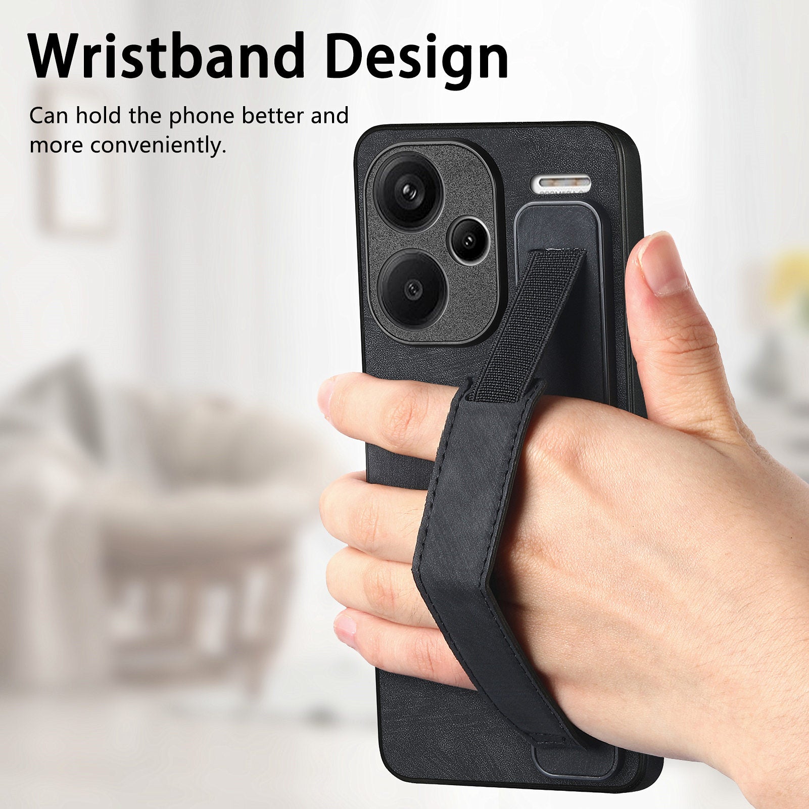 D11 For Xiaomi Redmi Note 13 Pro 5G / Poco X6 5G Case Wristband Design Leather+TPU Phone Cover