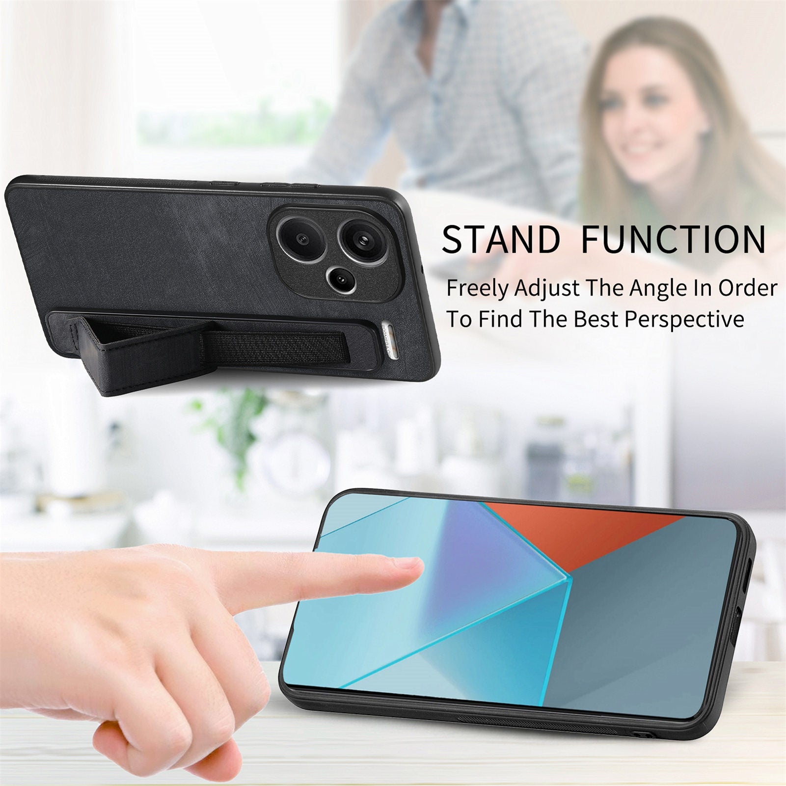 D11 For Xiaomi Redmi Note 13 Pro 5G / Poco X6 5G Case Wristband Design Leather+TPU Phone Cover