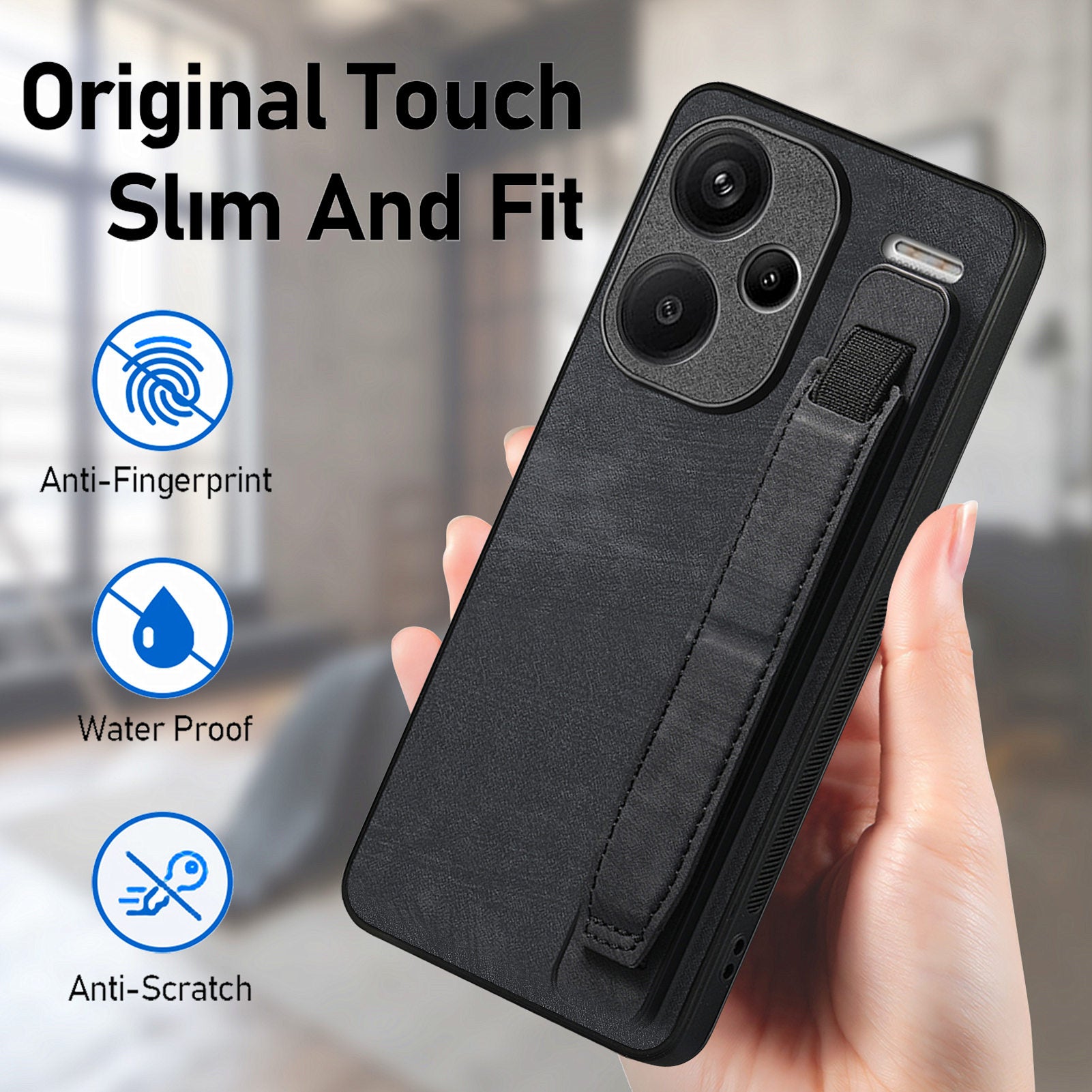 D11 For Xiaomi Redmi Note 13 Pro 5G / Poco X6 5G Case Wristband Design Leather+TPU Phone Cover