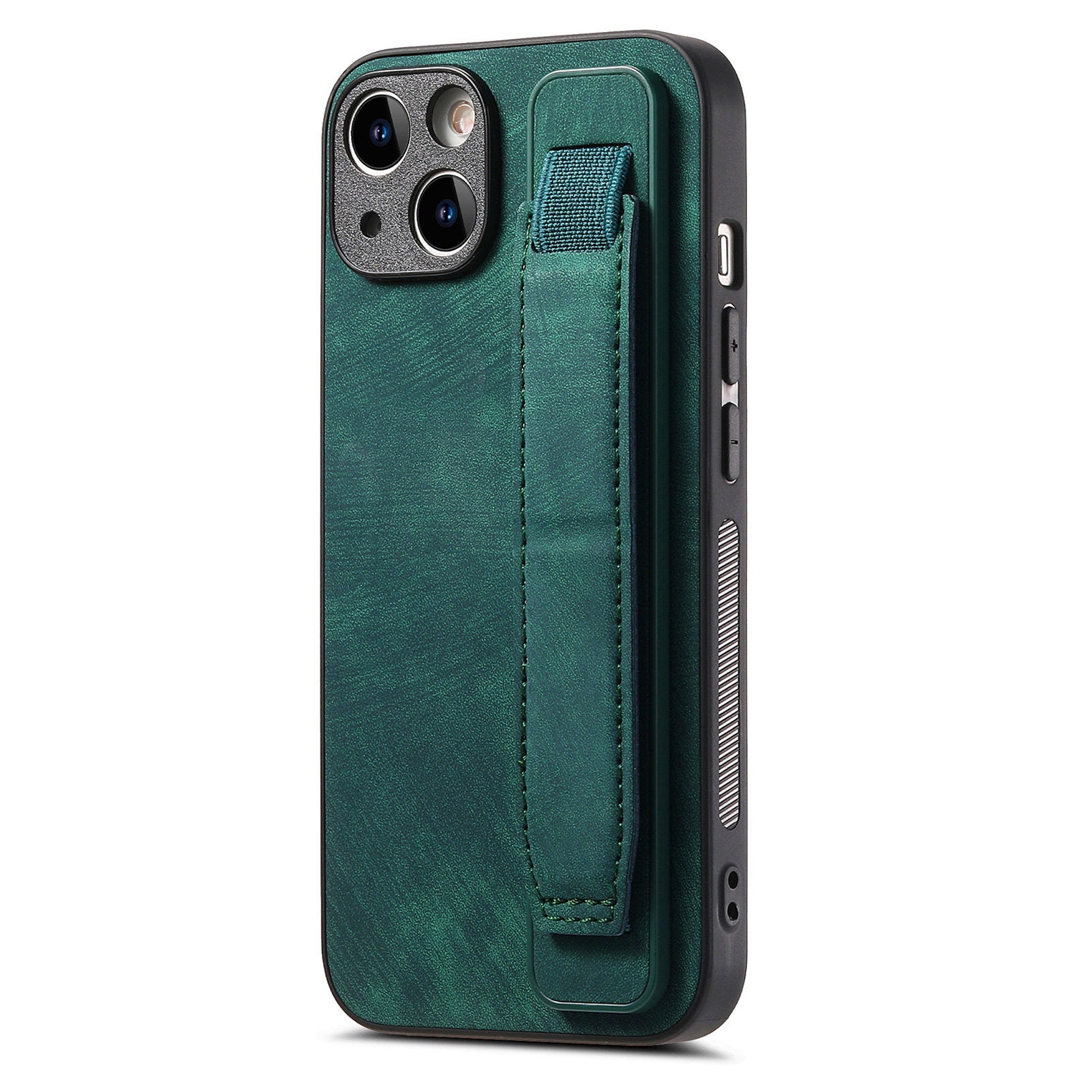 D11 For iPhone 15 Plus Case Retro Leather+TPU Wristband Drop Protection Phone Cover