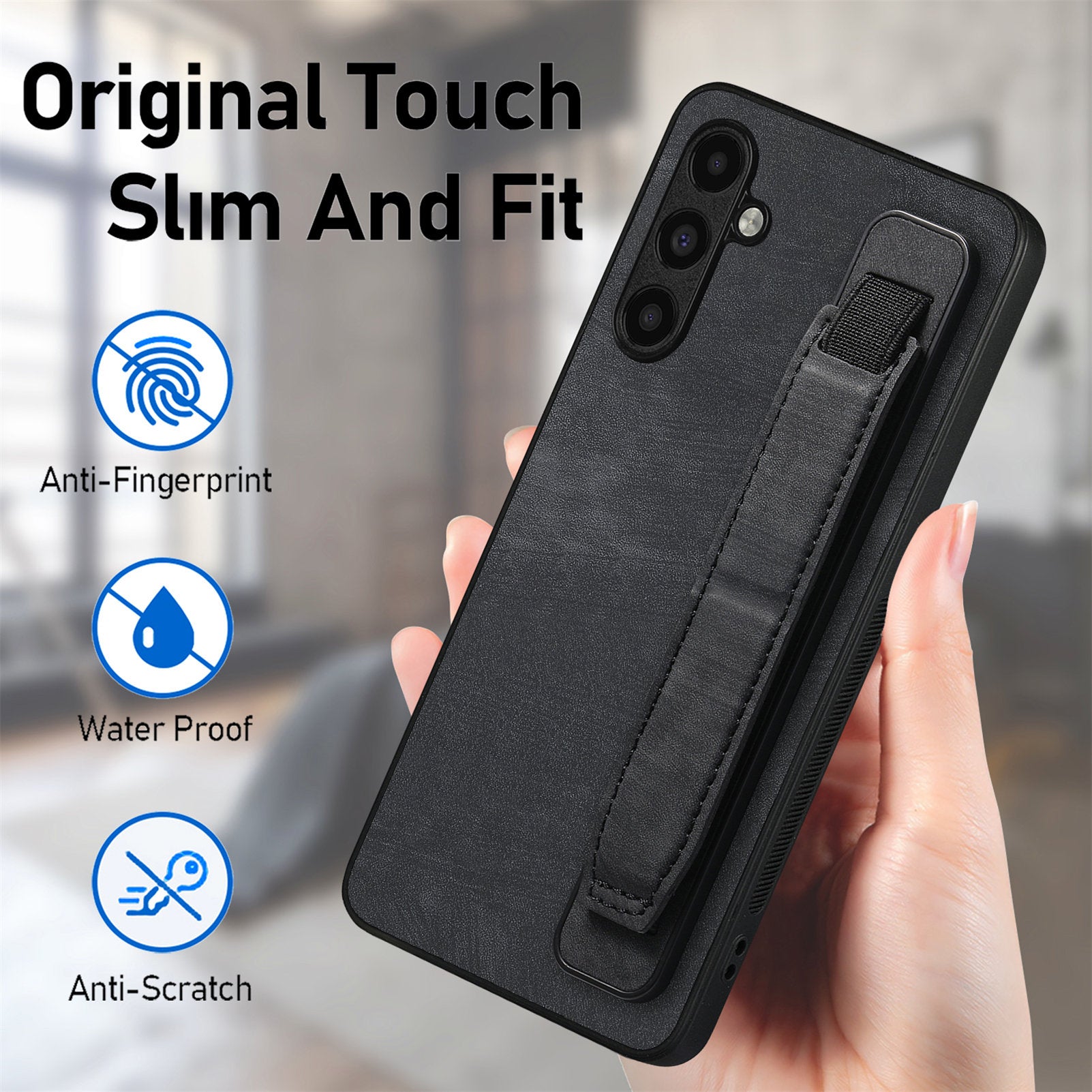 D11 For Samsung Galaxy A34 5G Case Retro PU Leather+TPU Wristband Kickstand Phone Shell