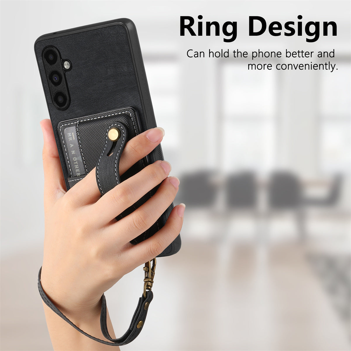 D9 For Samsung Galaxy A34 5G Case Leather Coated TPU+PC Phone Back Cover with Card Holder