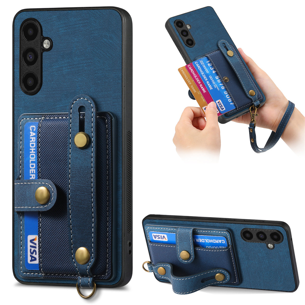 D9 For Samsung Galaxy A34 5G Case Leather Coated TPU+PC Phone Back Cover with Card Holder