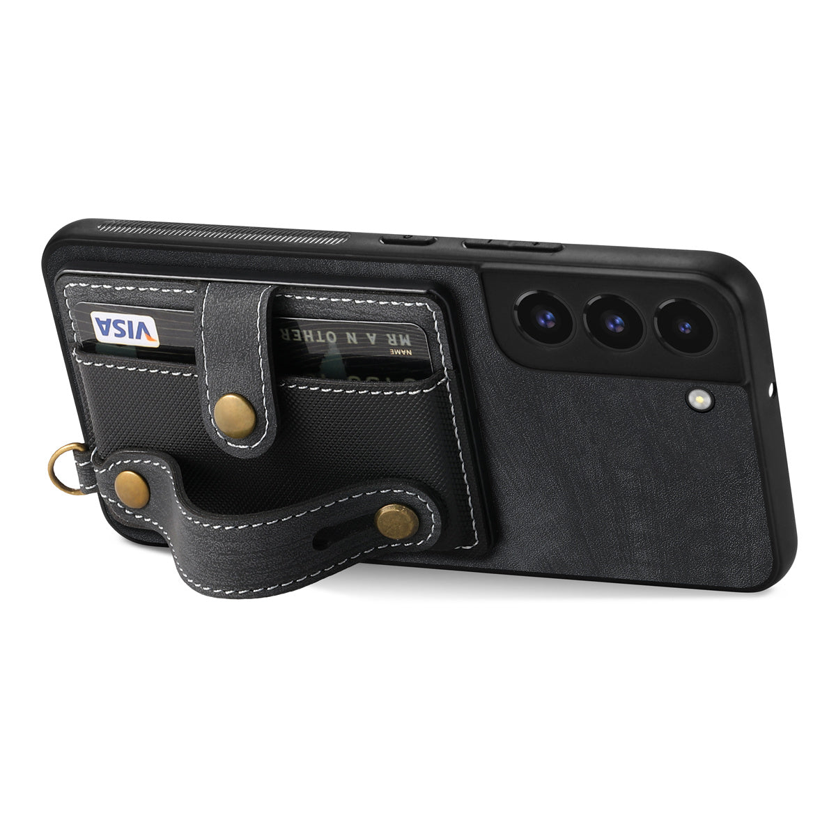 D9 For Samsung Galaxy A13 4G Case PU Leather Non-slip Finger Holder Strap Back Cover