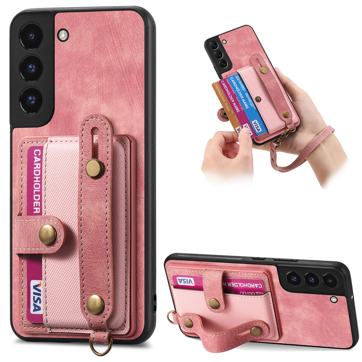 D9 For Samsung Galaxy A13 4G Case PU Leather Non-slip Finger Holder Strap Back Cover